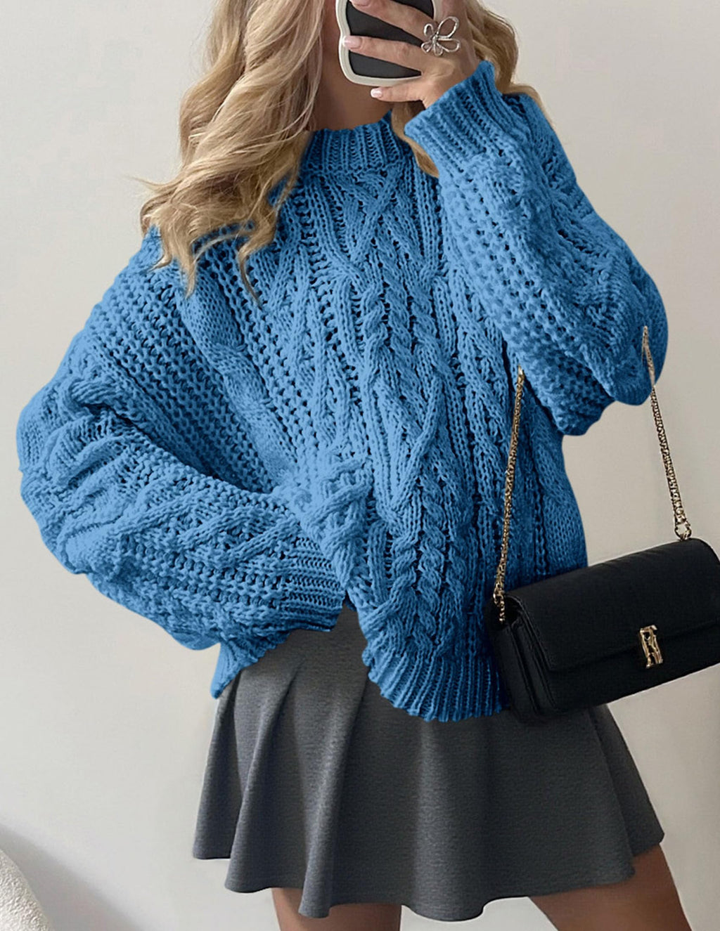 PRETTYGARDEN Women's Oversized Fall Sweaters Casual Long Sleeve Crewneck Chunky Cable Knit Pullover Tops Winter Clothes