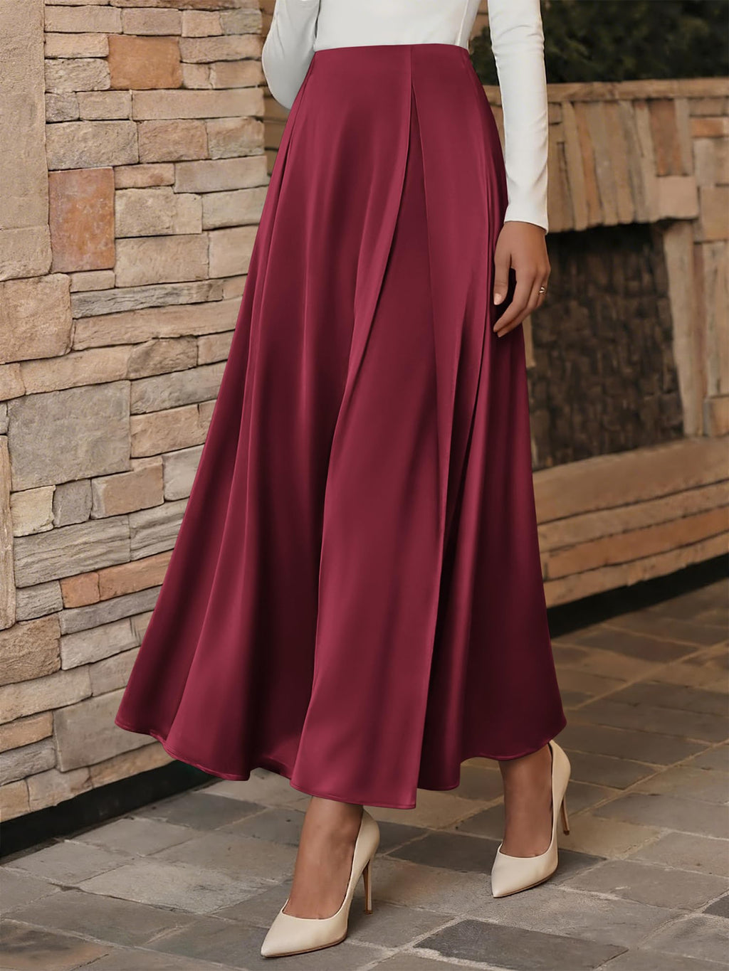 BTFBM Satin Skirts for Women Summer Elegant Flowy A-Line Cocktail Formal Silk Spring Maxi Skirt Night Out Outfits