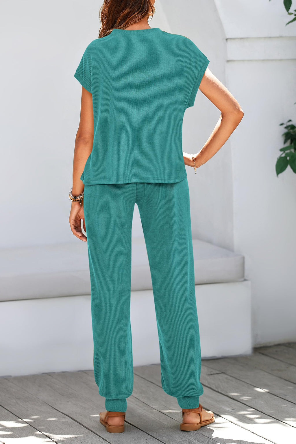 BTFBM Women's Two Piece Tracksuit Outfits Summer Short Sleeve Tops Long Pants Jogger Lounge Matching Sets Sweatsuit