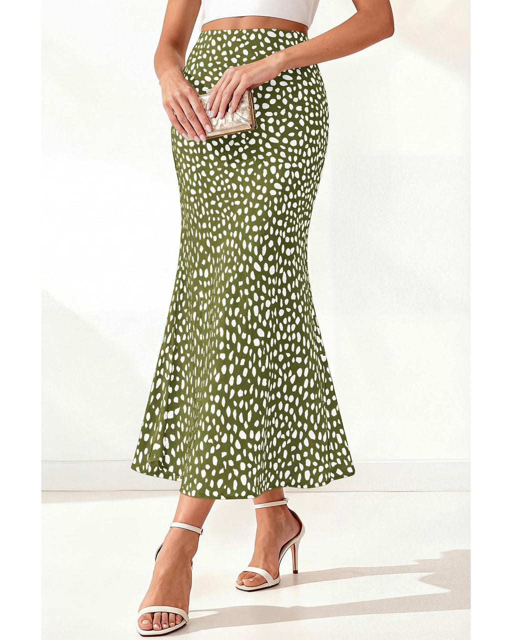 BTFBM Satin Skirts for Women Trendy Spring Summer High Waisted Leopard Print Cocktail Wedding Long Silk Midi Skirt