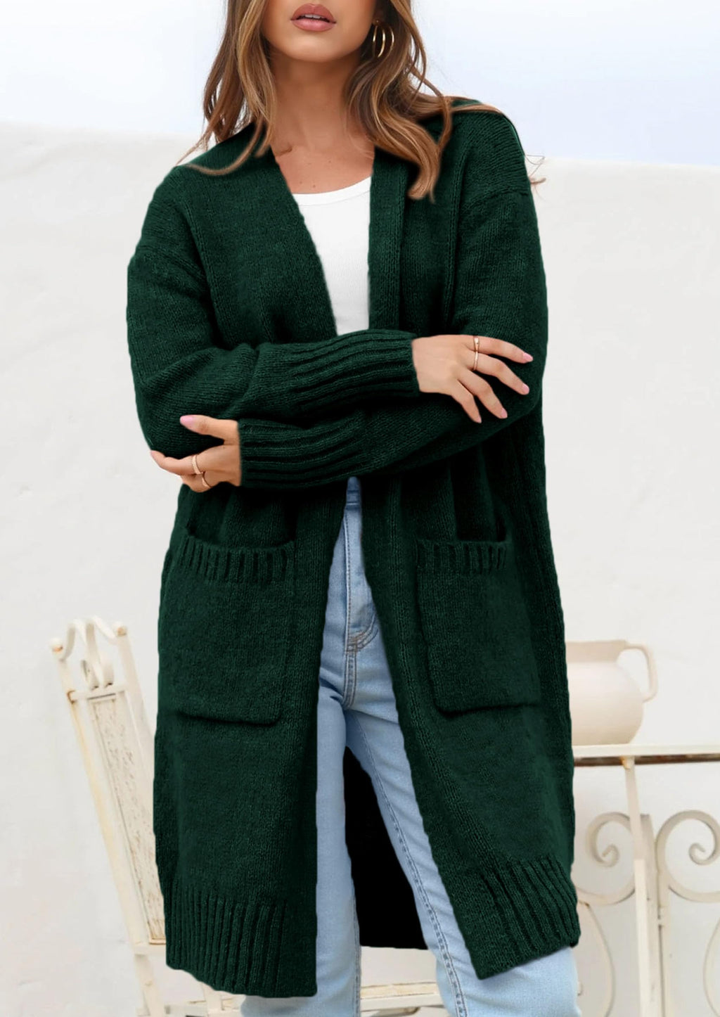 PRETTYGARDEN Fall Long Sleeve Cardigan Sweaters for Women Trendy Winter Open Front Loose Knitted Cardigans with Pockets