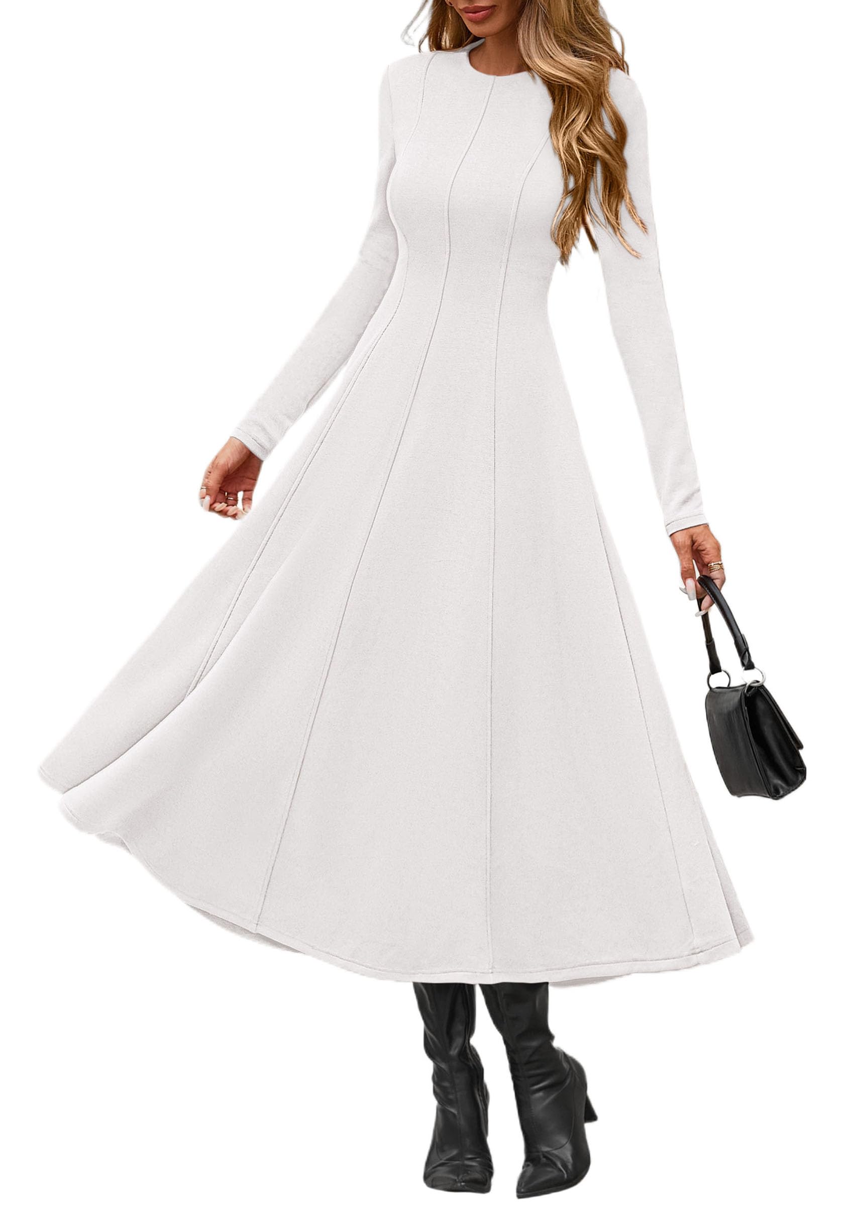 PRETTYGARDEN Cocktail Dresses for Women  Elegant Classy Fall Long Sleeve Midi A Line Flowy Modest Winter Party Dress