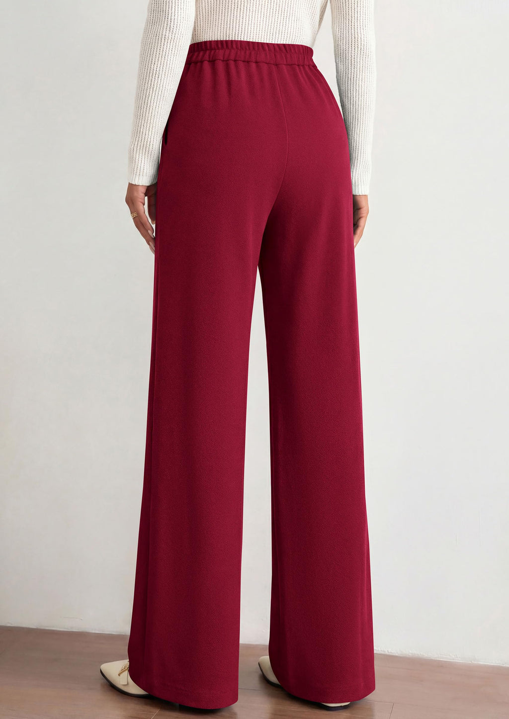 PRETTYGARDEN Women's Dressy Casual Wide Leg Palazzo Pants | V Notch High Waist, Soft Stretchy Knit Flowy Long Lounge Trousers, Casual Daily Office Work Outfits, 2026 Fall Clothes