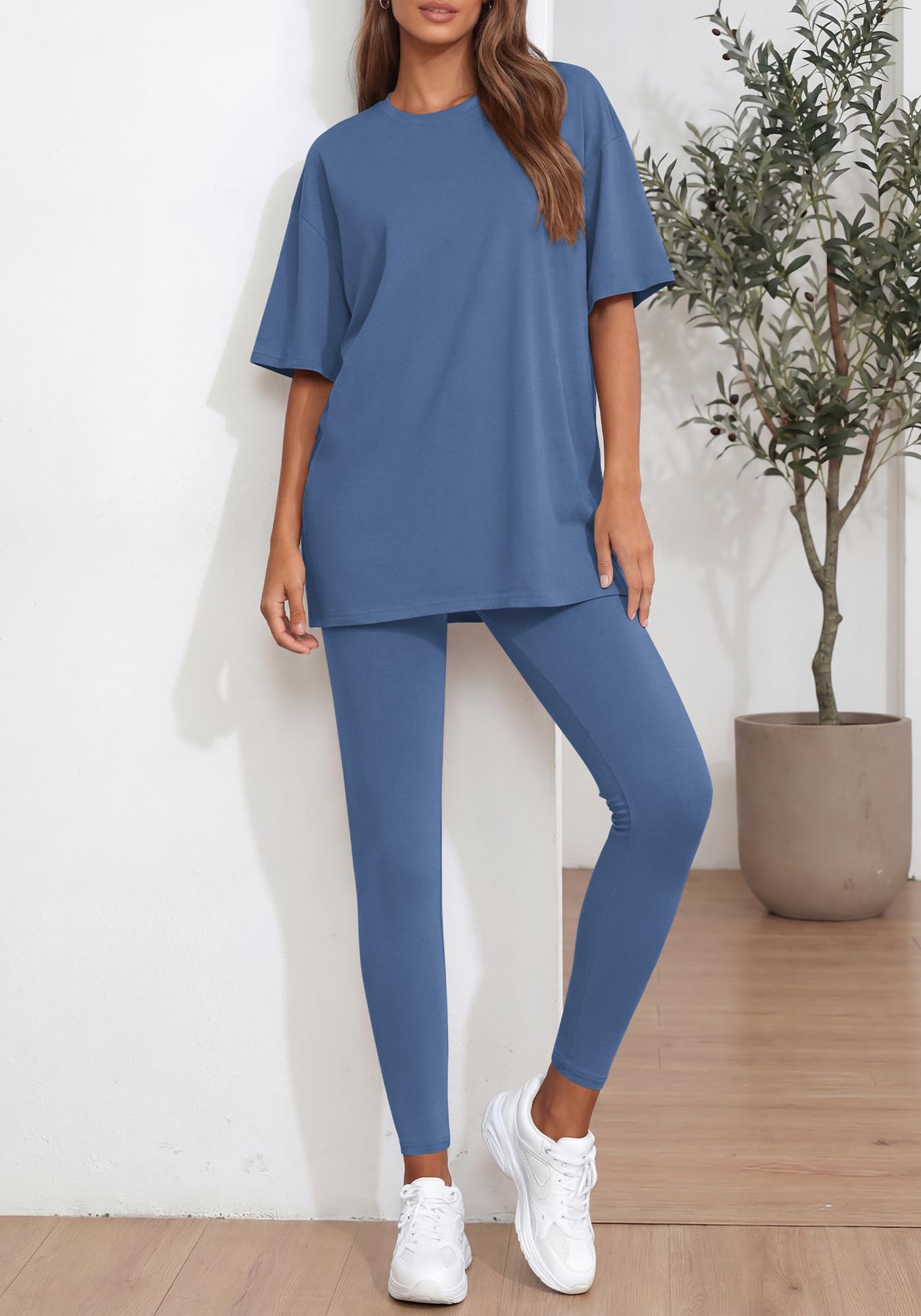 BTFBM Two Piece Lounge Set Women Spring Casual Oversized Shirts Leggings Matching Workout Airport Travel Outfits