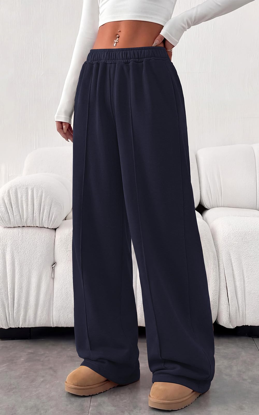 PRETTYGARDEN Fall Womens Sweatpants Baggy Wide Leg Pants with Pockets | Elastic Waist Loose Lounge Pants for Women, Tailored Soft Cotton Sweatpants Women, Fashion Y2k Outfits, Jogger Sweatpant