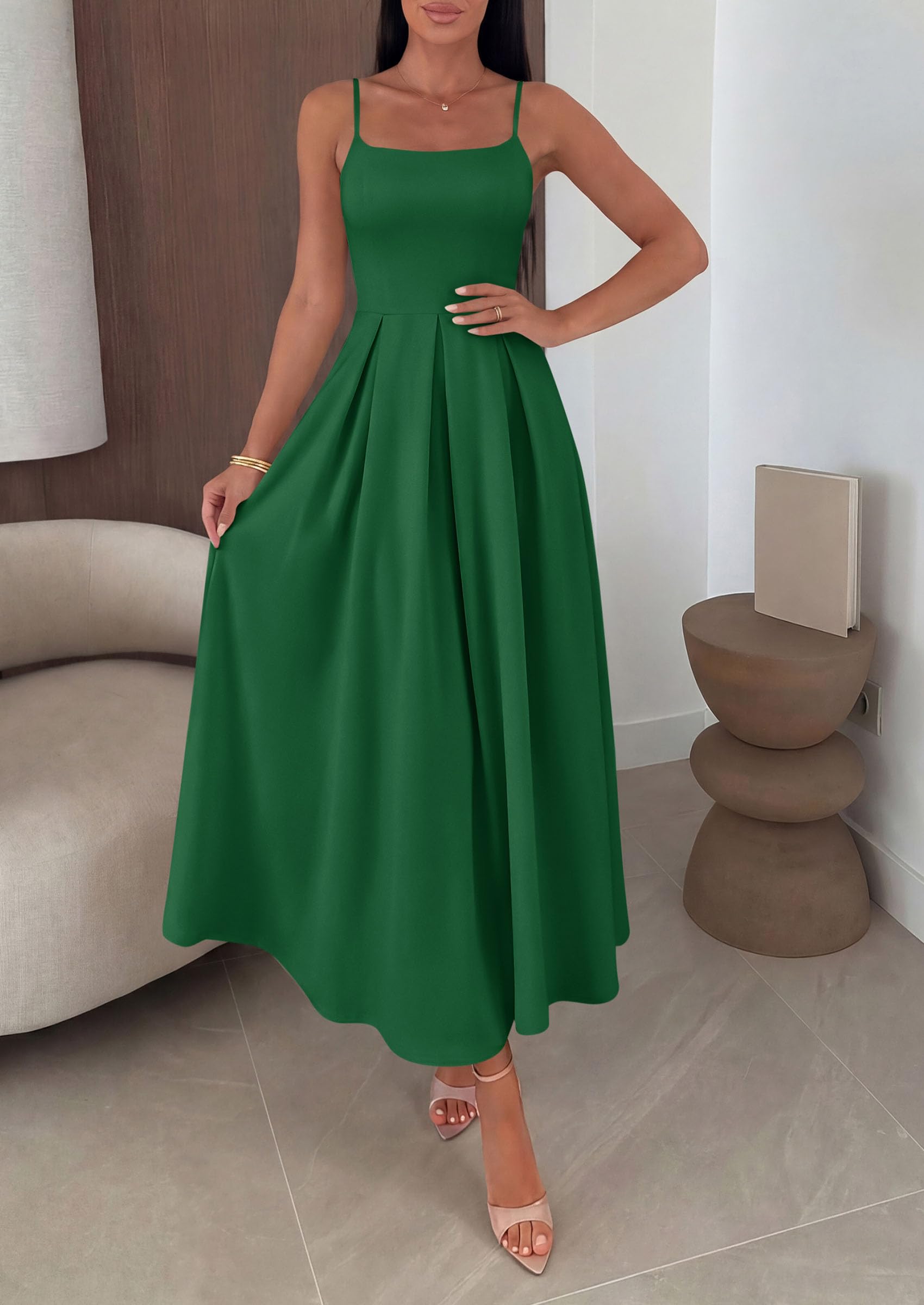 PRETTYGARDEN Cocktail Dresses for Women  Spring Elegant Ruffle A Line Long Flowy Summer Formal Wedding Guest Maxi Dress