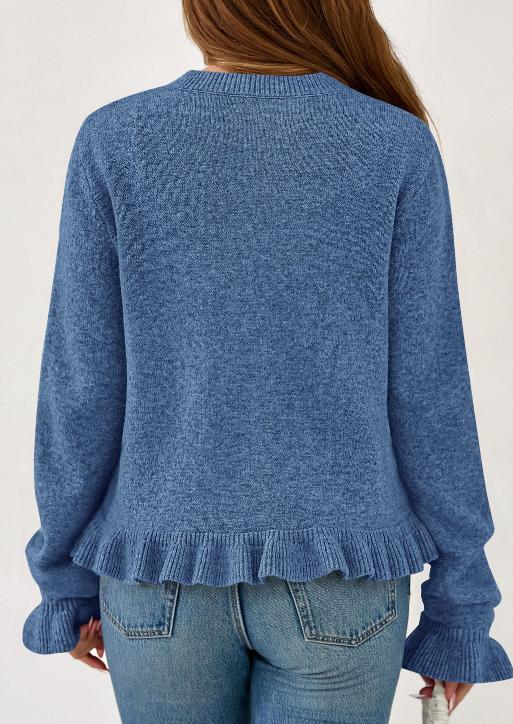 PRETTYGARDEN Womens Fall Button Down Cardigans Chunky Knit Ruffle Open Front Cropped Cardigan Sweaters Soft Long Sleeve Tops