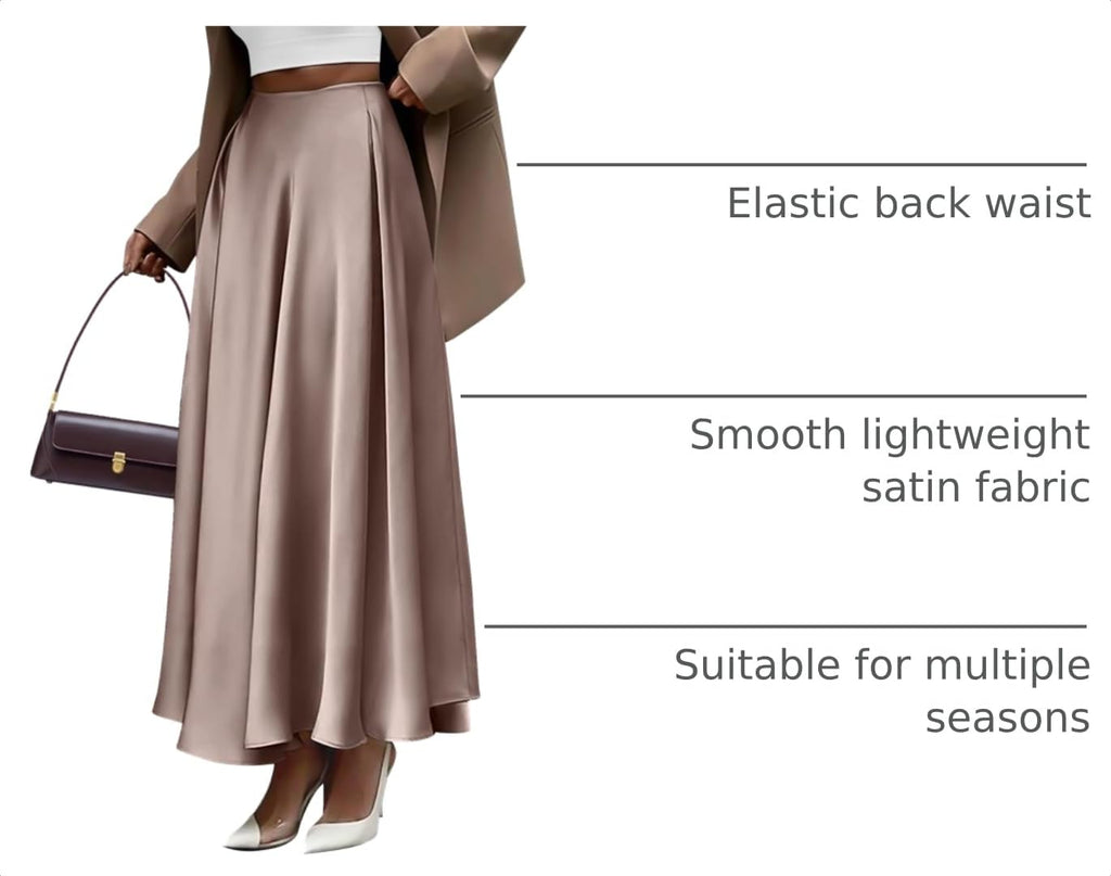 BTFBM Satin Skirts for Women Summer Elegant Flowy A-Line Cocktail Formal Silk Spring Maxi Skirt Night Out Outfits