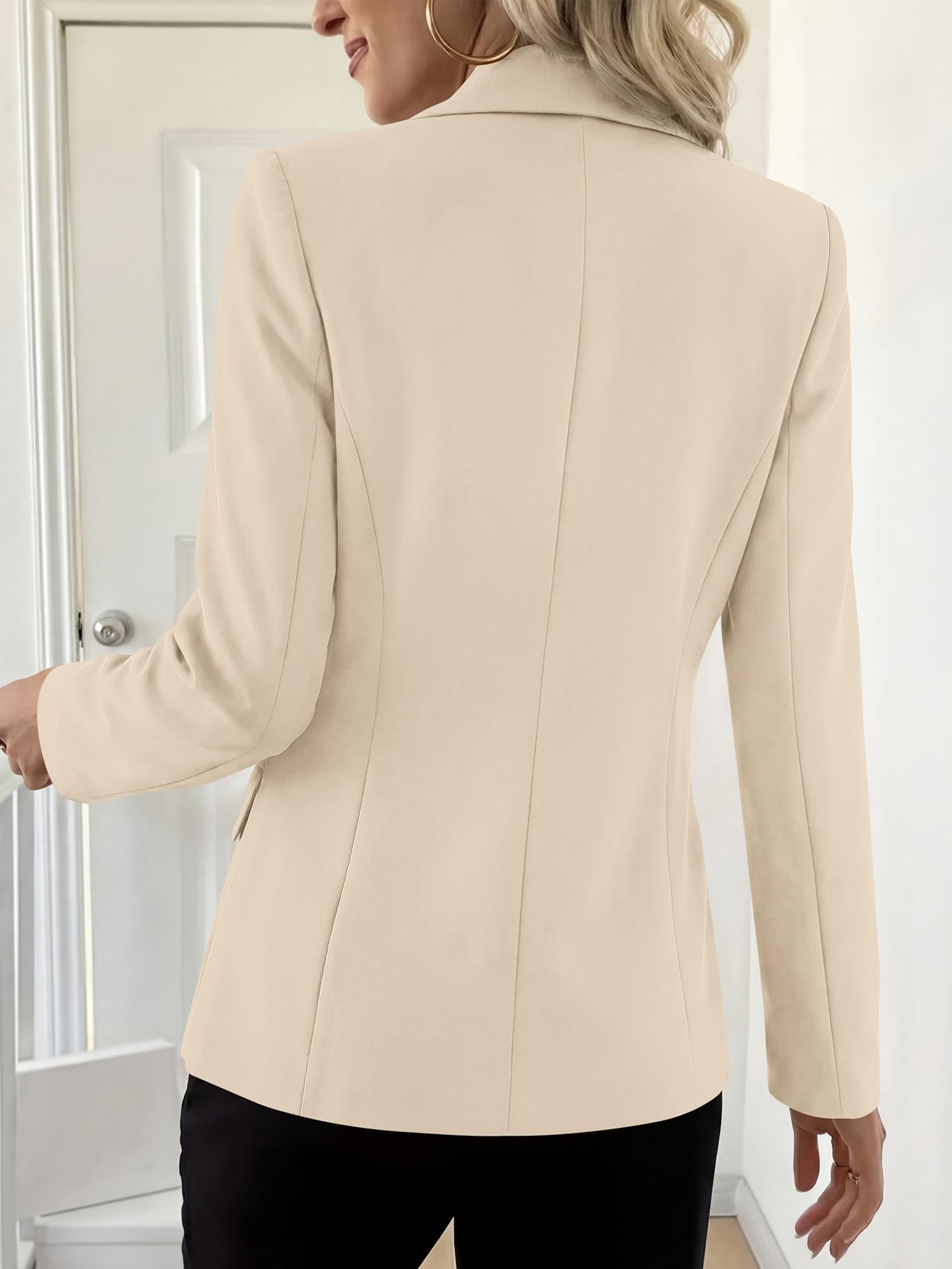 BTFBM Blazers for Women Business Casual Outfits Work Fall Clothes Breasted Notch Lapel, Long Sleeve, Gold Button, Fitted, Open Front Suit Jackets, Pockets, Dressy Professional Office Blazer