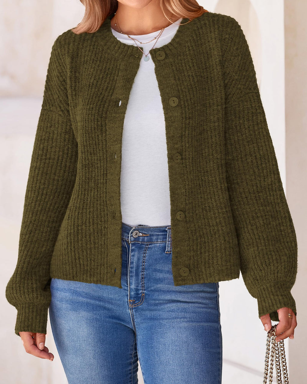BTFBM Cardigan Sweaters for Women Fall Long Sleeve Button Down Soft Loose Chunky Knit Outwear Cropped Winter Coats