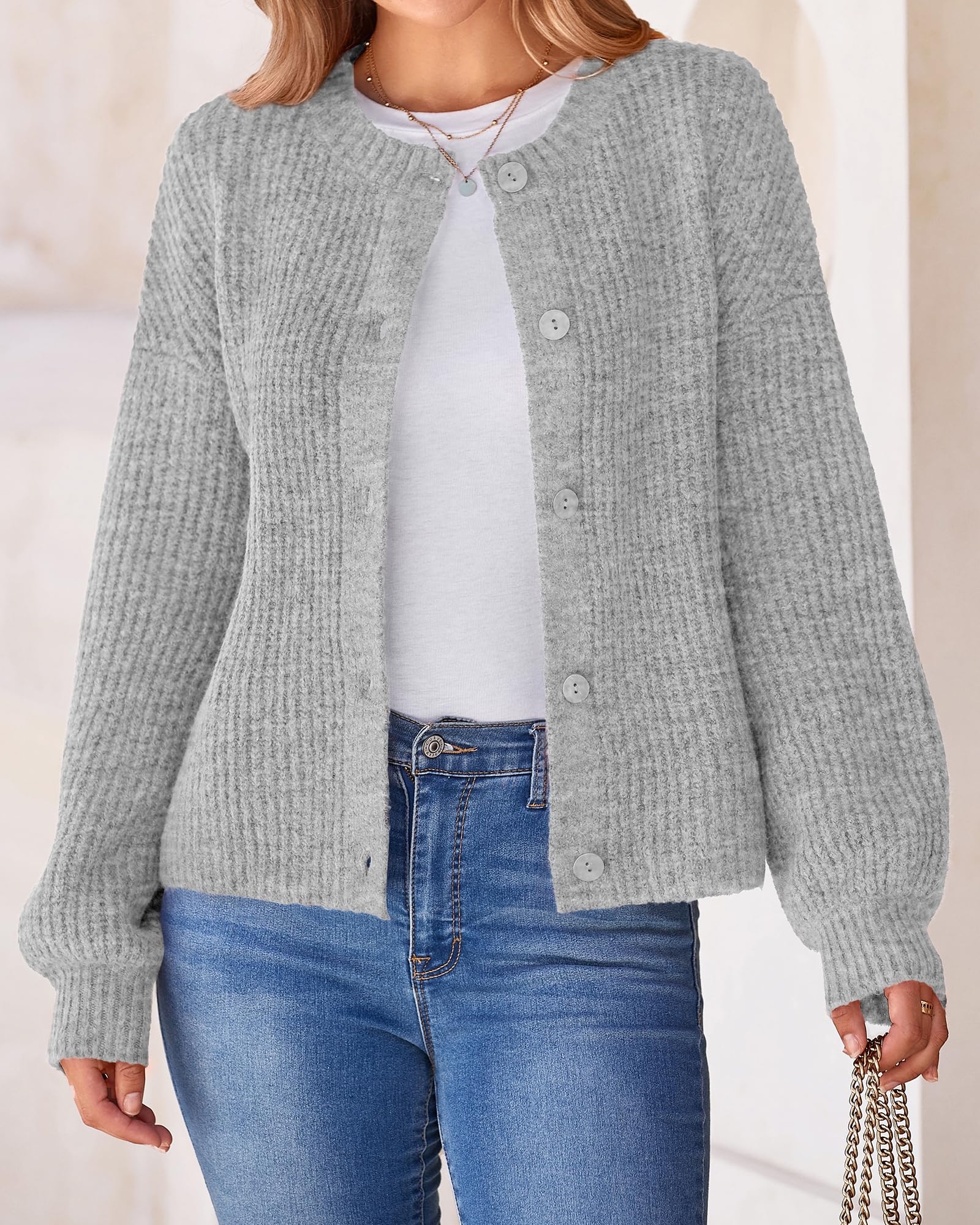 BTFBM Cardigan Sweaters for Women Fall Long Sleeve Button Down Soft Loose Chunky Knit Outwear Cropped Winter Coats