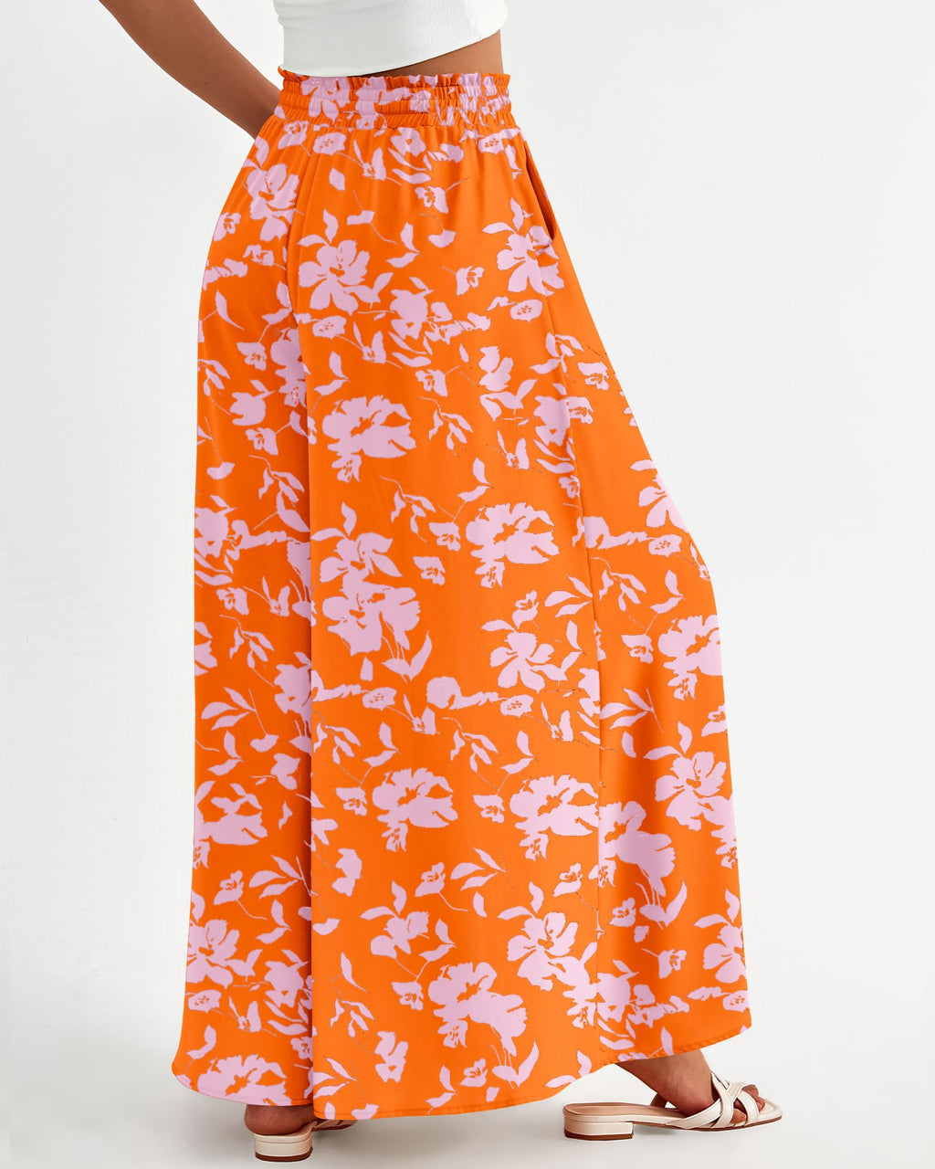 BTFBM Women Casual High Waist Wide Leg Pants Spring Summer Long Palazzo Pants Pocket Lounge Beach Vacation Clothes