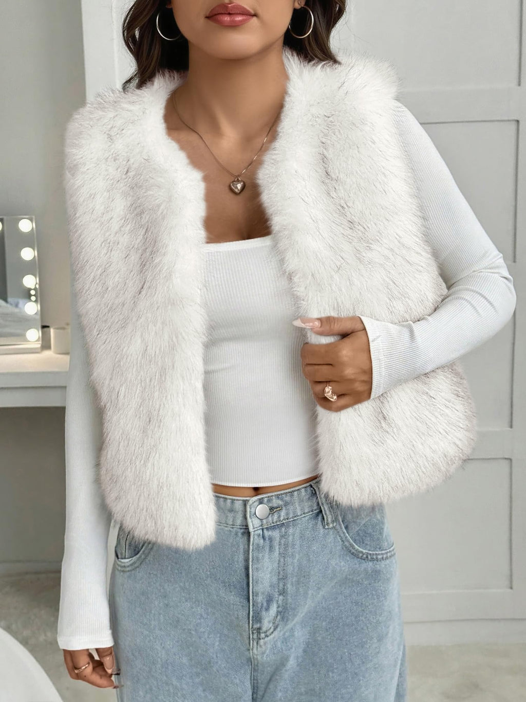 BTFBM Faux Fur Vest Women Fall Fashion Sleeveless Fuzzy Jacket Fluffy Coats Winter Clothing Furry Outerwear Vests