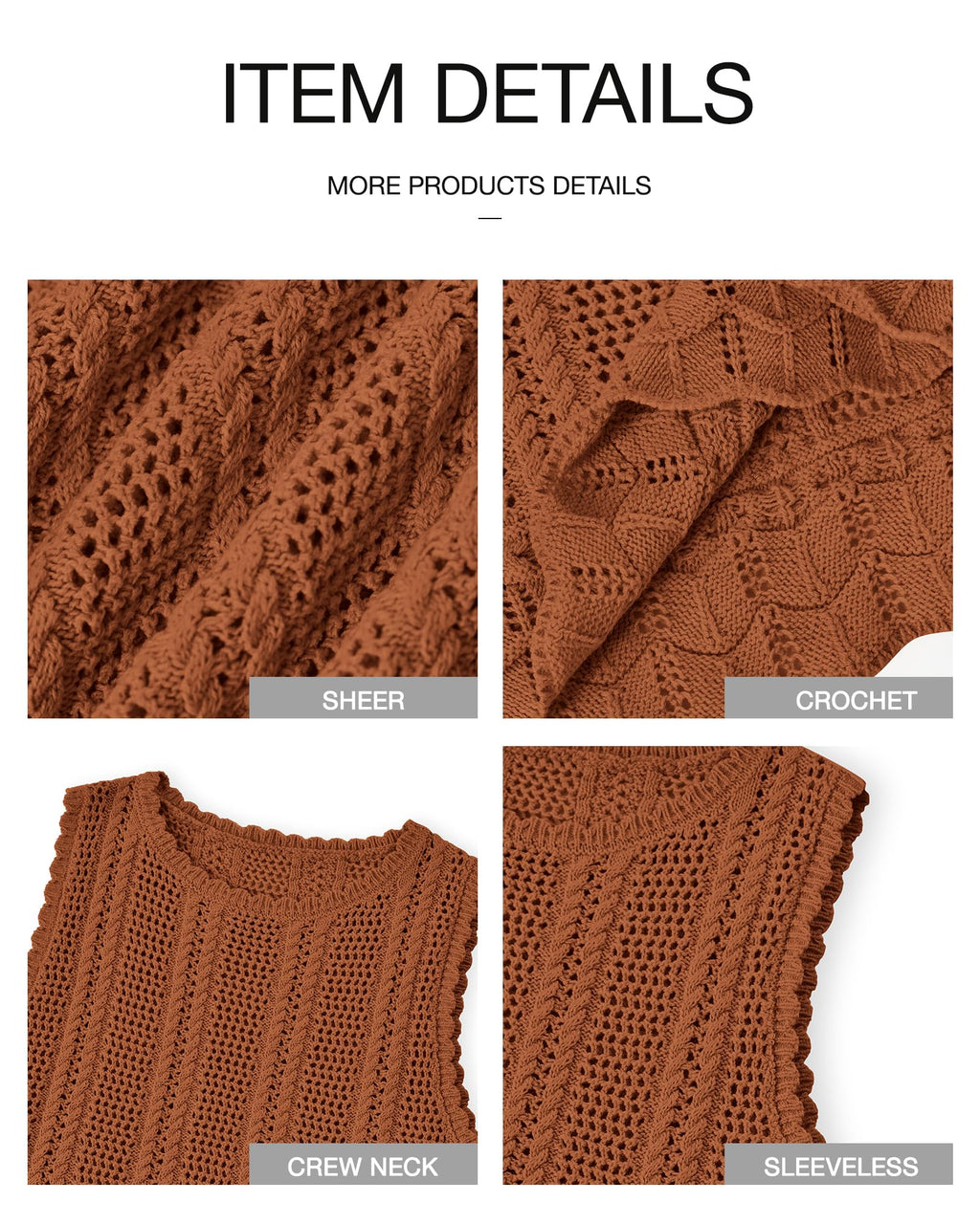 FreshPretty Crochet Tank Top Vacation Outfits for Women Sweater Vest Beach Cover Ups Spring Summer Sleeveless Cruise Resort Wear