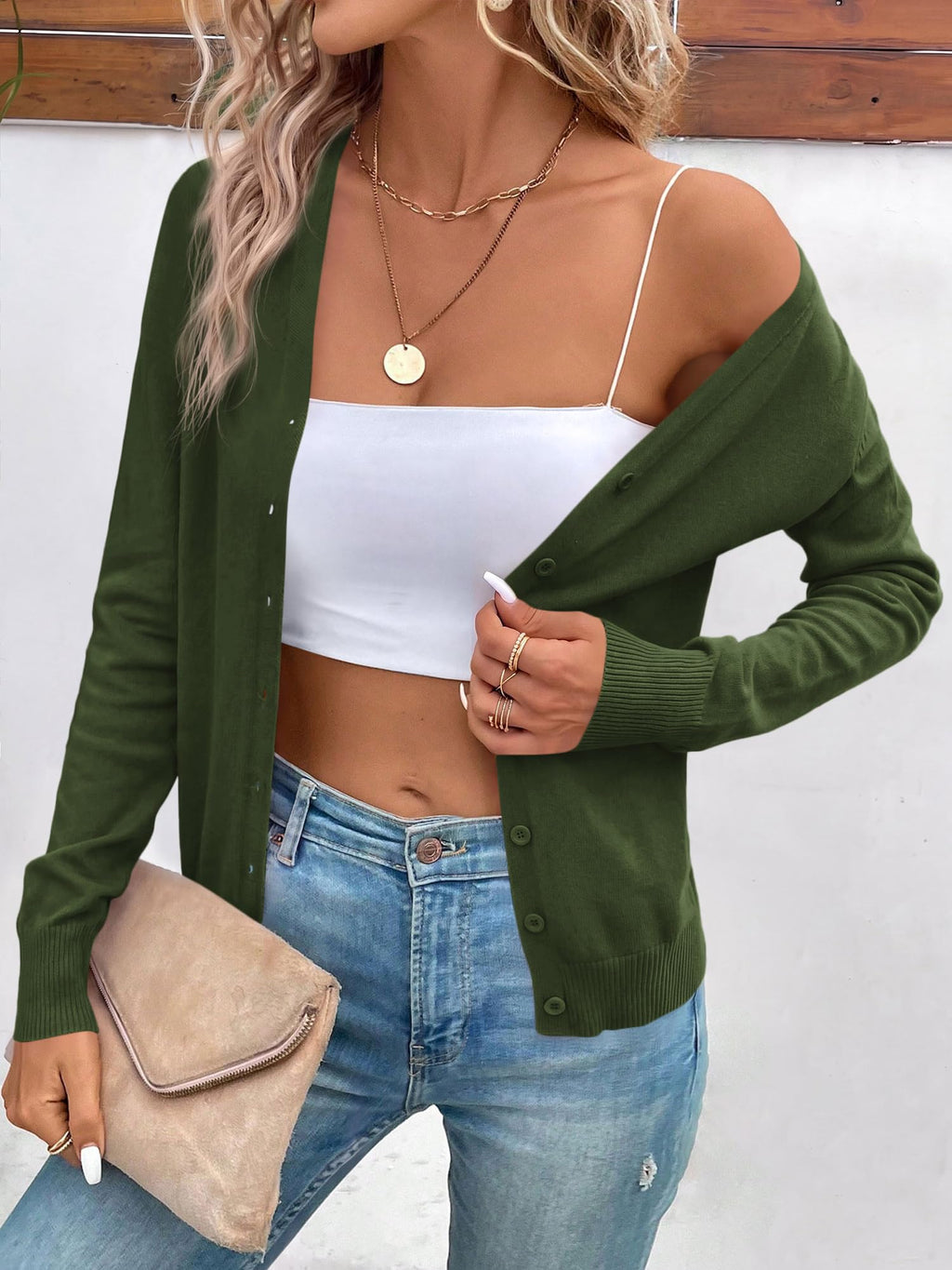 FreshPretty Womens Lightweight Long Sleeve Cardigan Button Up Sweaters,Open Front Casual Cardigans, Soft V Neck Knit Tops, Cute Knitwear Coats,Fall Winter Business Office Vacation Outfits
