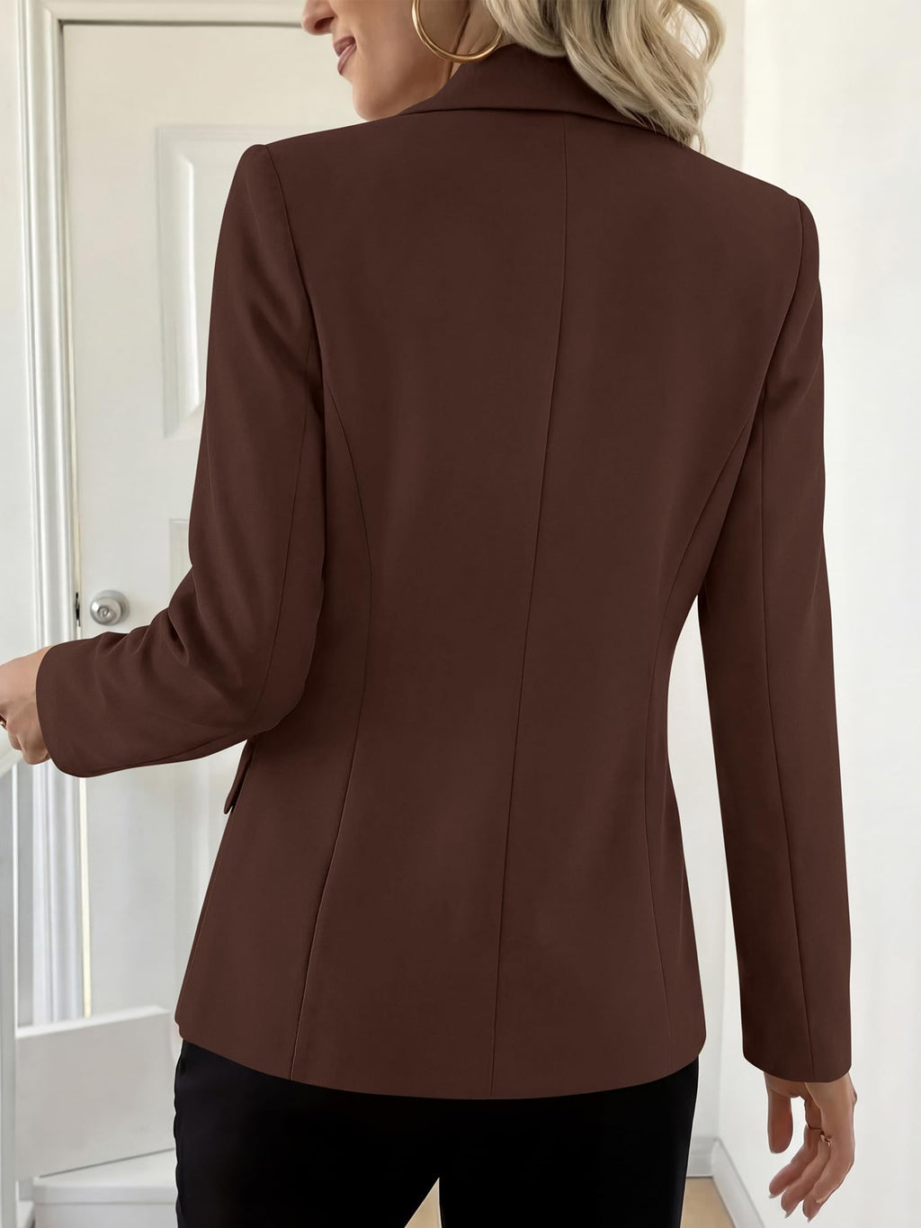 BTFBM Blazers for Women Business Casual Outfits Work Fall Clothes Breasted Notch Lapel, Long Sleeve, Gold Button, Fitted, Open Front Suit Jackets, Pockets, Dressy Professional Office Blazer