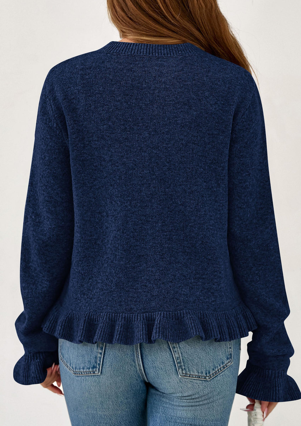 PRETTYGARDEN Womens Fall Button Down Cardigans Chunky Knit Ruffle Open Front Cropped Cardigan Sweaters Soft Long Sleeve Tops