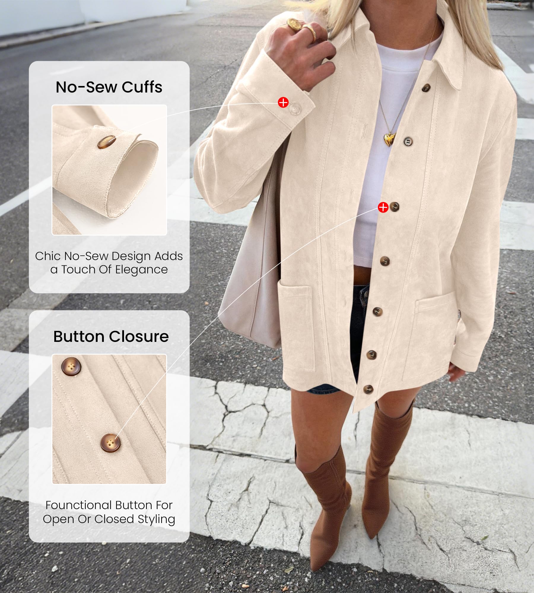 BTFBM Faux Suede Jacket Women Fall Fashion Leather Jackets Long Sleeve Button Down Winter Coats Shackets Outerwear