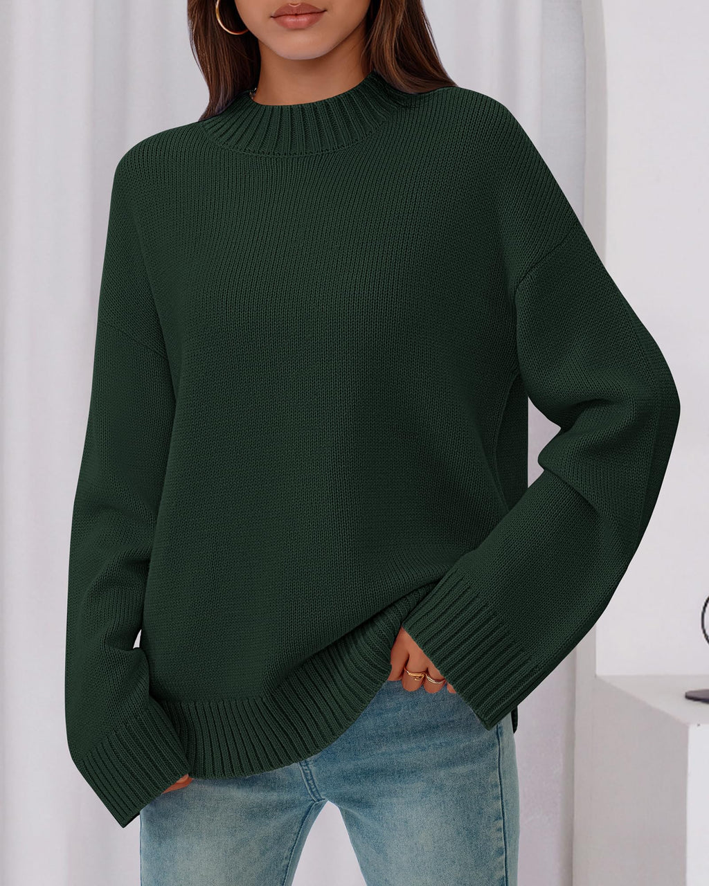 BTFBM Sweaters for Women Casual Crewneck Long Sleeve Loose Ribbed Knit Pullover Sweater Winter Clothes Fall Outfits