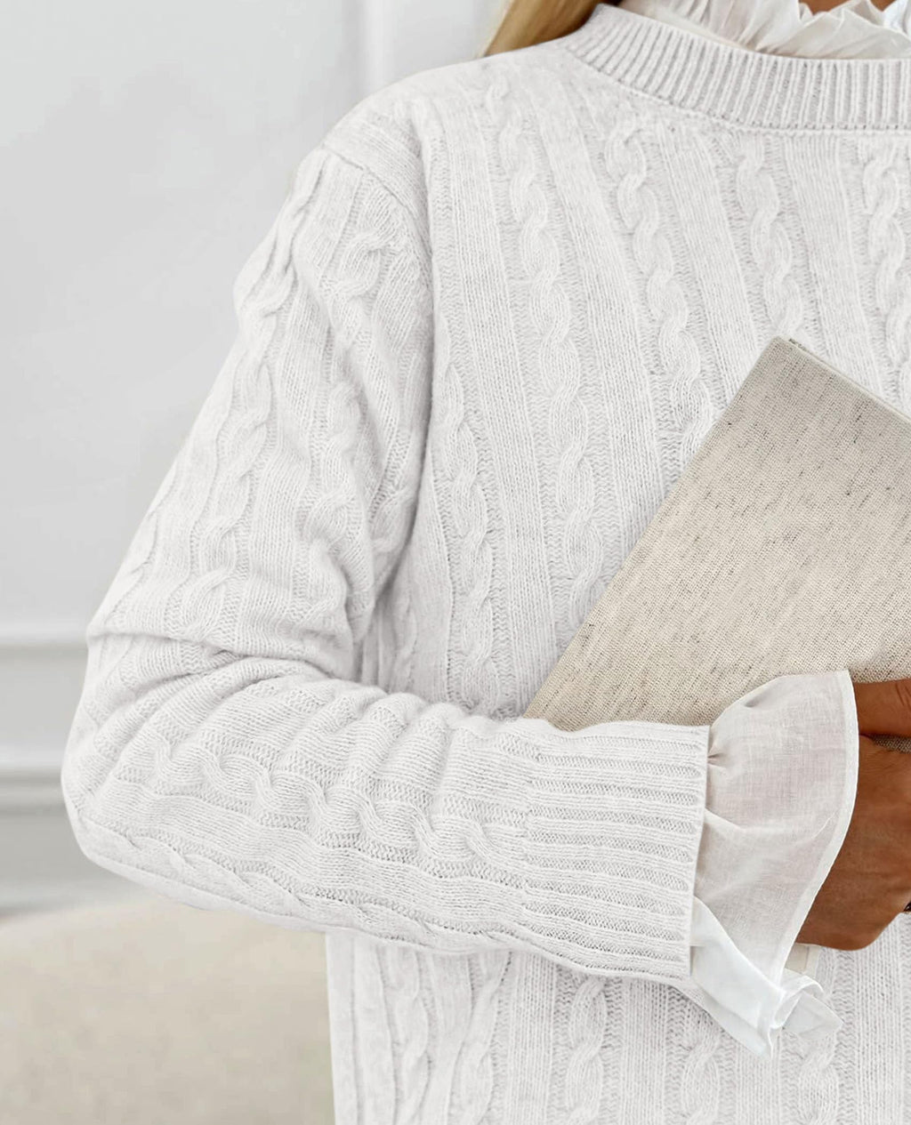 PRETTYGARDEN Women's Cable Knit Sweaters Long Sleeve Pullover Fall Outfits Soft Cozy Knit Tops, Ribbed Crewneck Regular Fit, Basic Daily, Work Business Casual, Teacher Outfits, Winter Layer Clothing