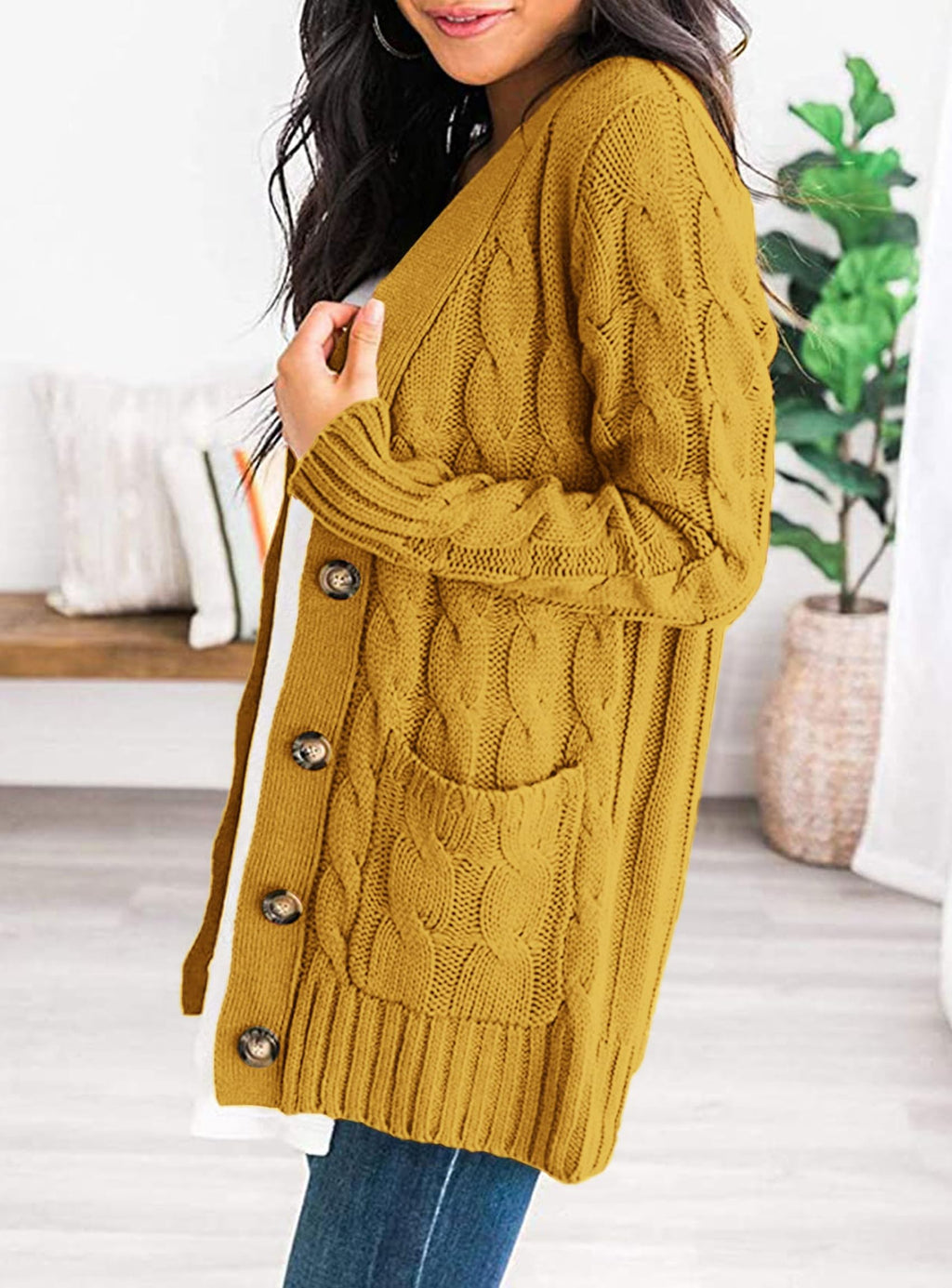 PRETTYGARDEN Women's Open Front Cardigan Sweaters Fall Fashion Button Down Cable Knit Chunky Winter Clothing Outerwear Coats