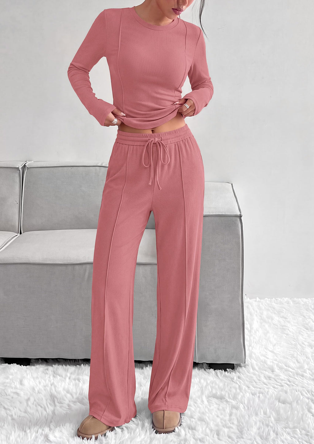 PRETTYGARDEN Womens 2 Piece Sets Long Sleeve Outfits