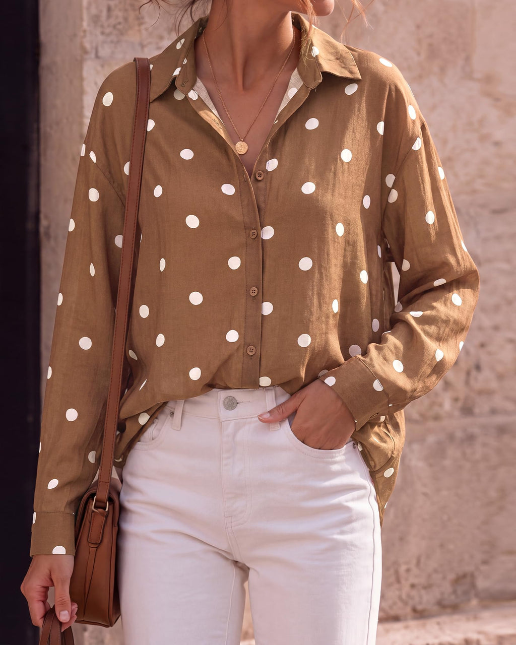 BTFBM Womens Blouses Dressy Casual Floral Long Sleeve Shirts Polka Dot Tops Classic Lapel Collar,Button Cuffs,V Neck Button Down Shirt,Business Casual Outfits,Early Fall Fashion Clothing Trendy