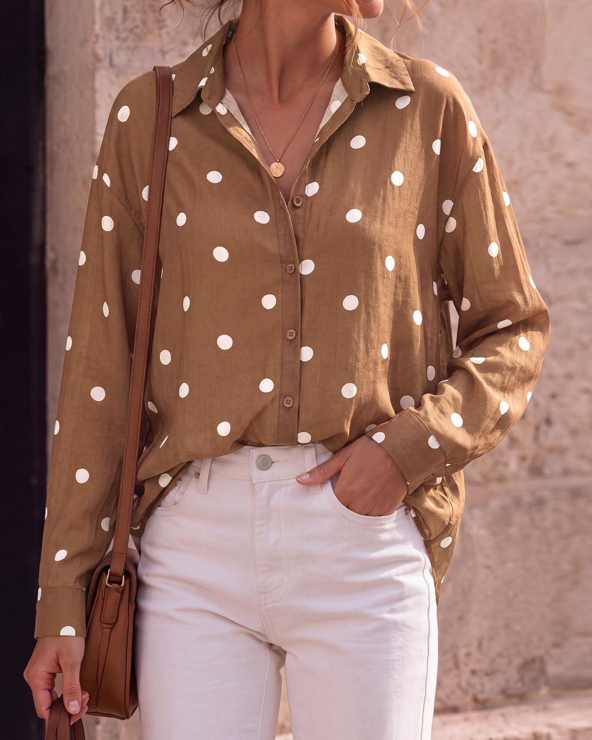 BTFBM Womens Blouses Dressy Casual Floral Long Sleeve Shirts Polka Dot Tops Classic Lapel Collar,Button Cuffs,V Neck Button Down Shirt,Business Casual Outfits,Early Fall Fashion Clothing Trendy