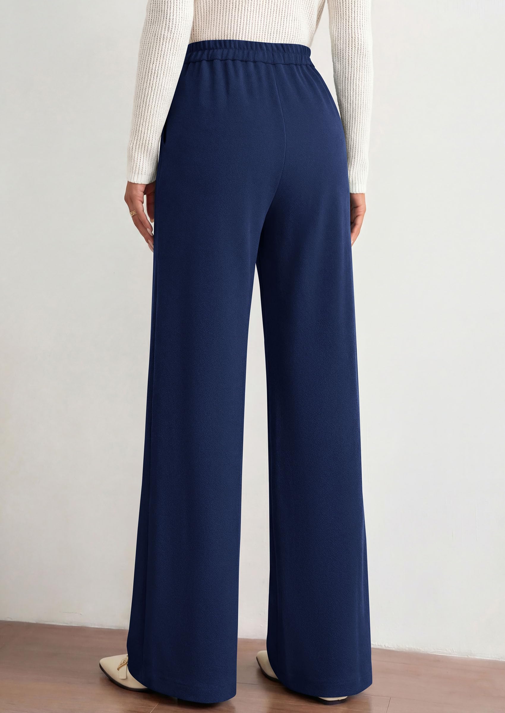 PRETTYGARDEN Women's Dressy Casual Wide Leg Palazzo Pants | V Notch High Waist, Soft Stretchy Knit Flowy Long Lounge Trousers, Casual Daily Office Work Outfits, 2026 Fall Clothes