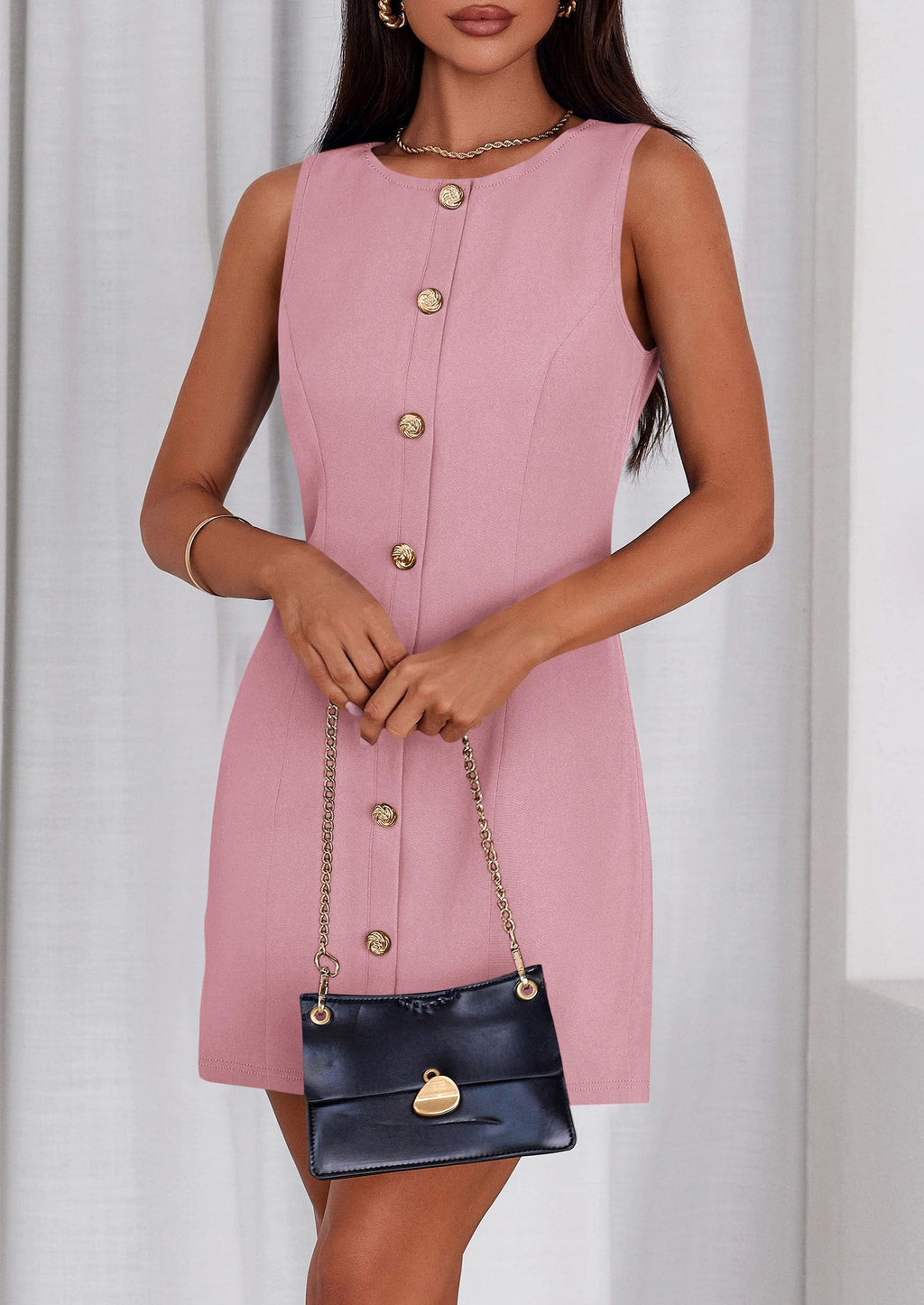 PRETTYGARDEN Work Dresses for Women  Summer Business Formal Short Dress Sleeveless Button Down Elegant Office Outfits
