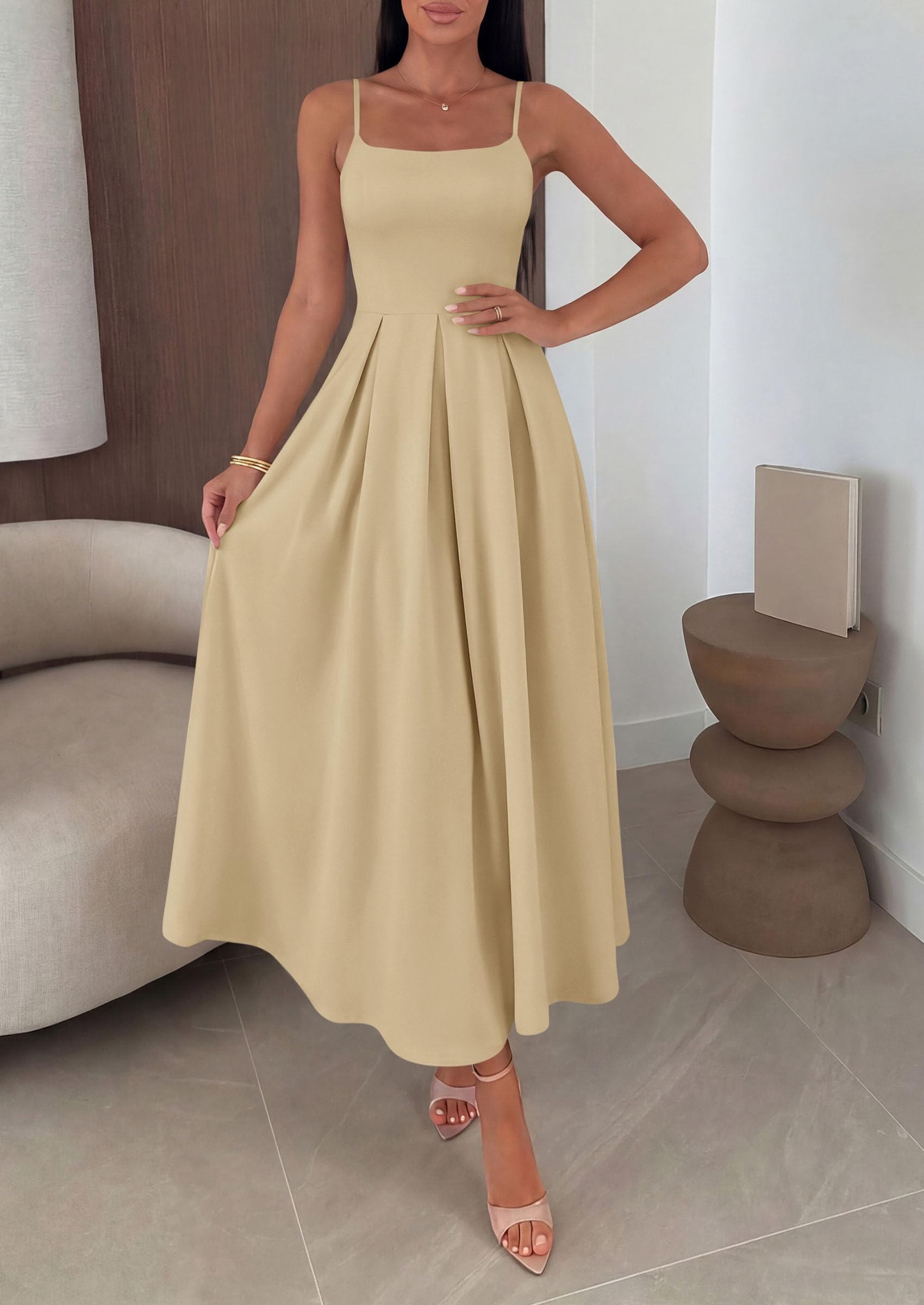 PRETTYGARDEN Cocktail Dresses for Women  Spring Elegant Ruffle A Line Long Flowy Summer Formal Wedding Guest Maxi Dress