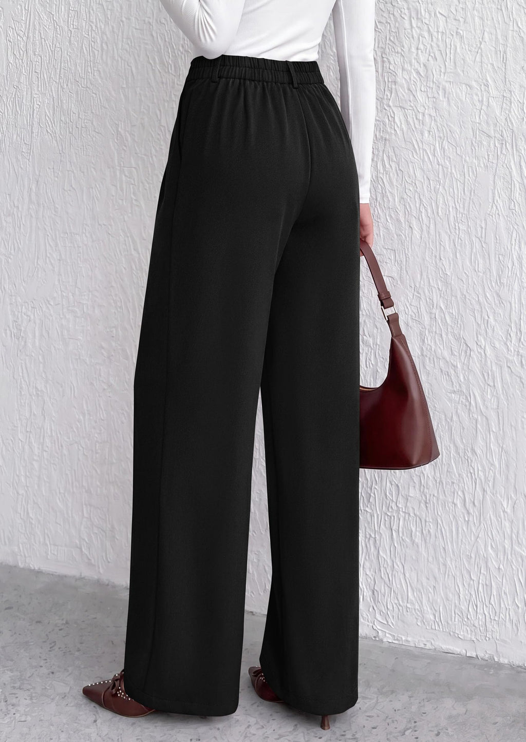 PRETTYGARDEN Women's Dress Pants Wide Leg Flowy Trousers High Waisted Palazzo Pants, Pleated Front, Side Pockets, Work Office Wear, Business Casual Outfits, Fall Fashion Clothing