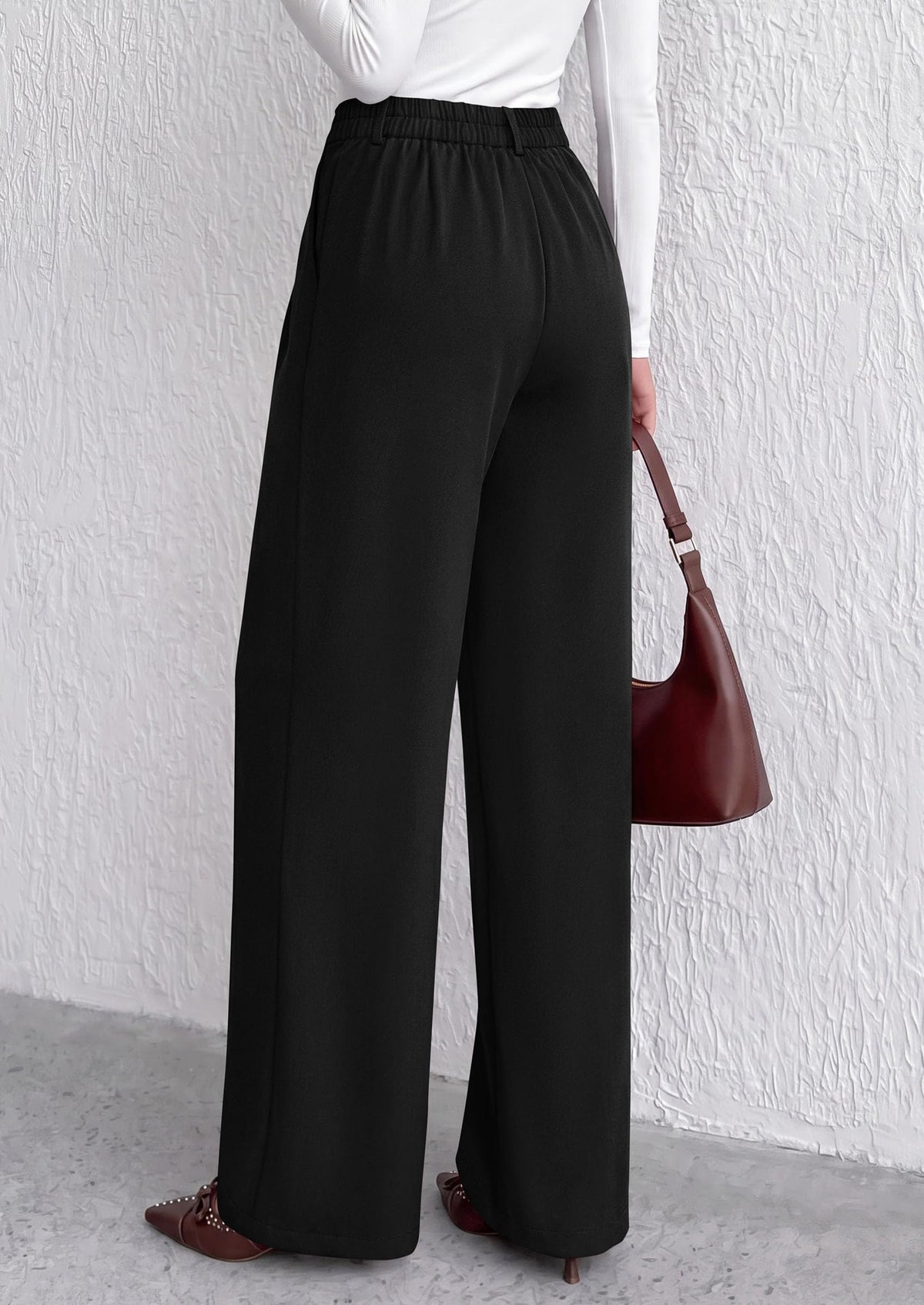 PRETTYGARDEN Women's Dress Pants Wide Leg Flowy Trousers High Waisted Palazzo Pants, Pleated Front, Side Pockets, Work Office Wear, Business Casual Outfits, Fall Fashion Clothing