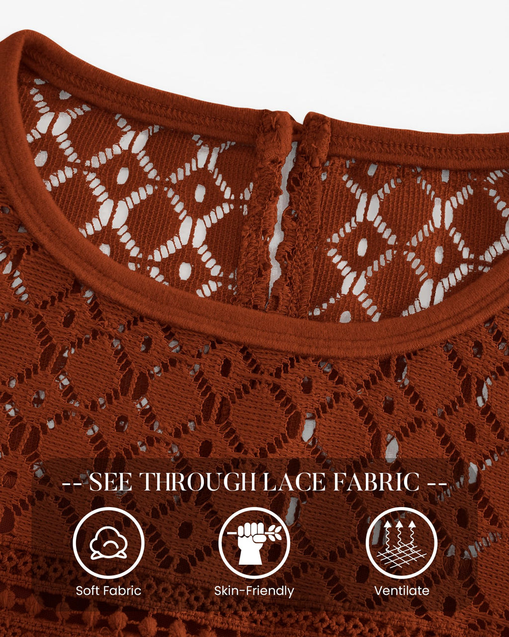 FreshPretty Lace Long Sleeve Shirts Womens Tops Dressy Casual Knit Boho Lightweight Blouses Winter Clothing Fall Fashion