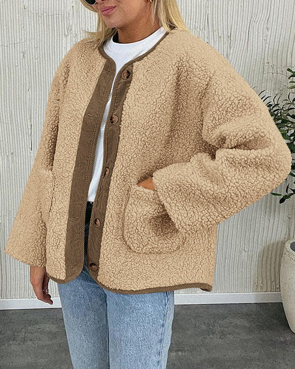 PRETTYGARDEN Women's Winter Coats Long Sleeve Button up Fuzzy Sherpa Fleece Jackets Outerwear Fall Fashion Clothes