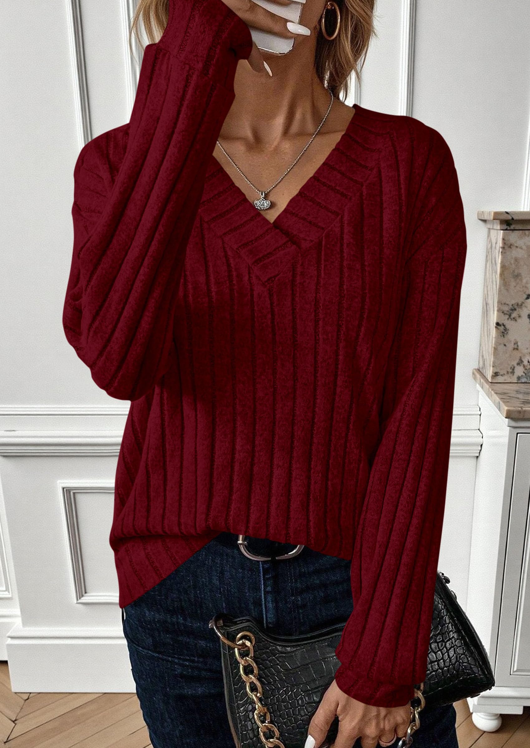 PRETTYGARDEN Women's Long Sleeve Henley Shirts Fall Casual Ribbed Tunic Tops Lightweight Sweaters Fashion Clothing