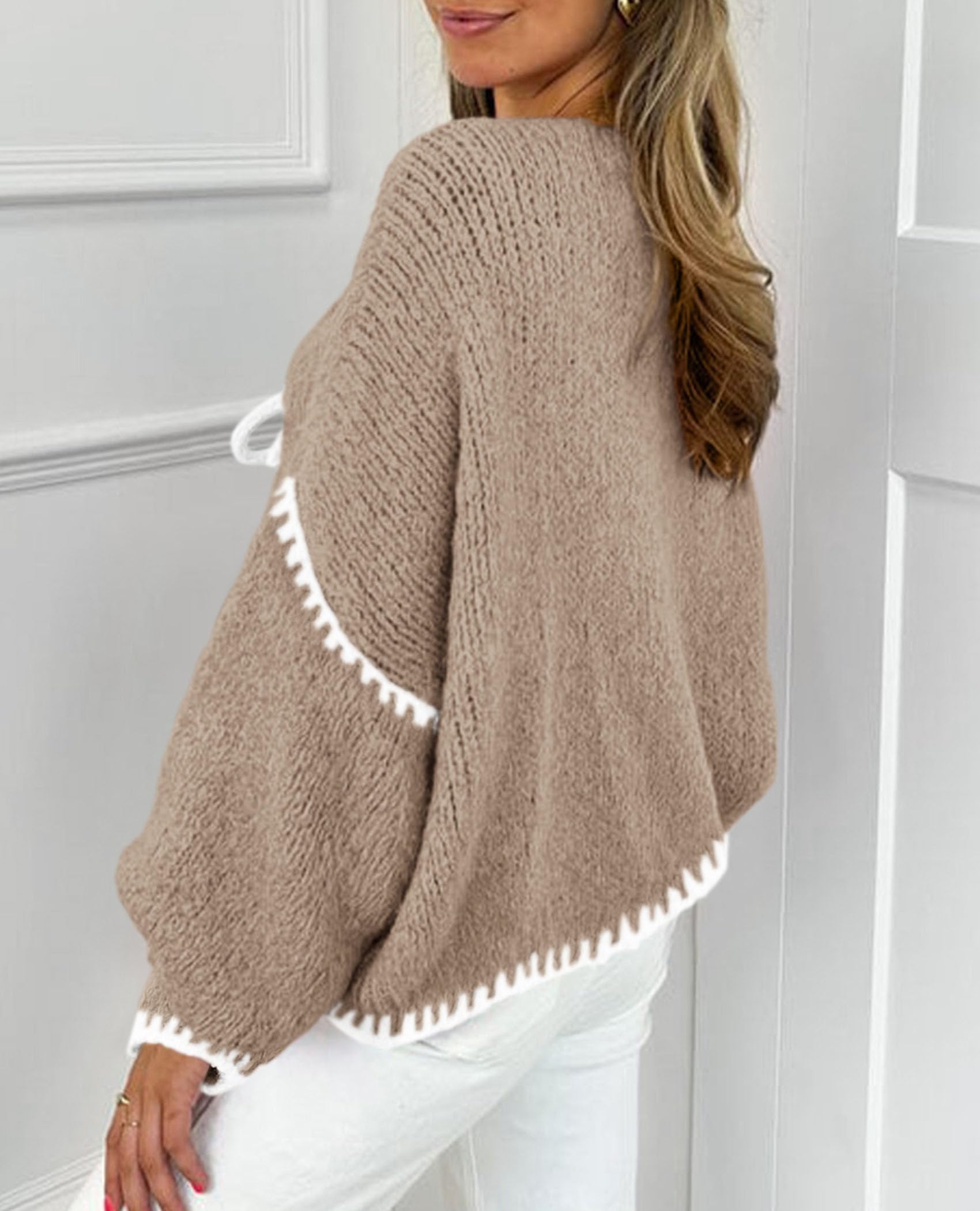 PRETTYGARDEN Women's Tie Front Bow Cardigan Sweaters Chunky Knit Long Puff Sleeve Trendy Fall Winter Jacket Coat