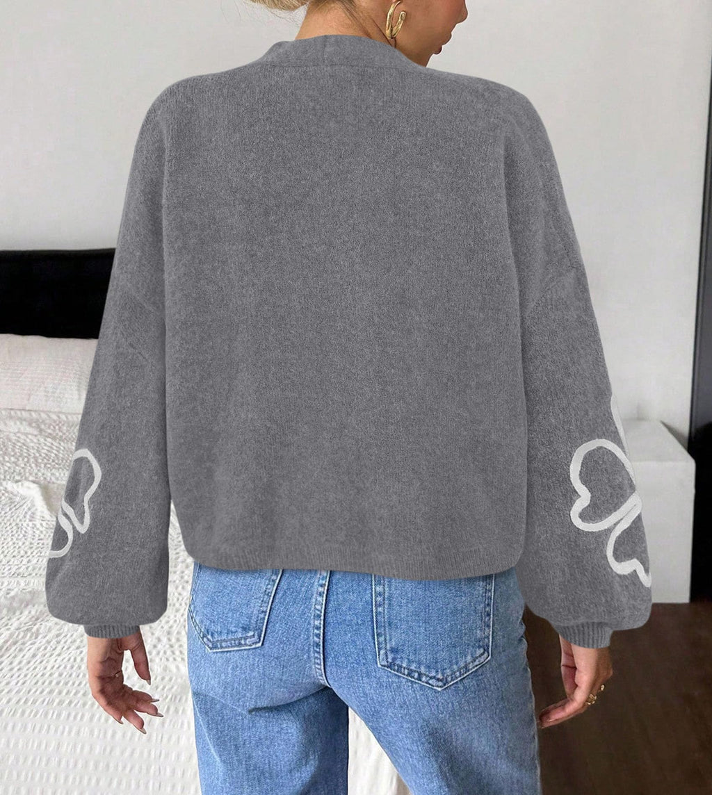 PRETTYGARDEN Women's Floral Oversized Cardigan Sweaters Trendy Fall Outfits Long Sleeve Sweater Jacket, Open Front Coat, Cozy Soft Chunky Knit, Casual Outerwear,Winter Fashion Clothing