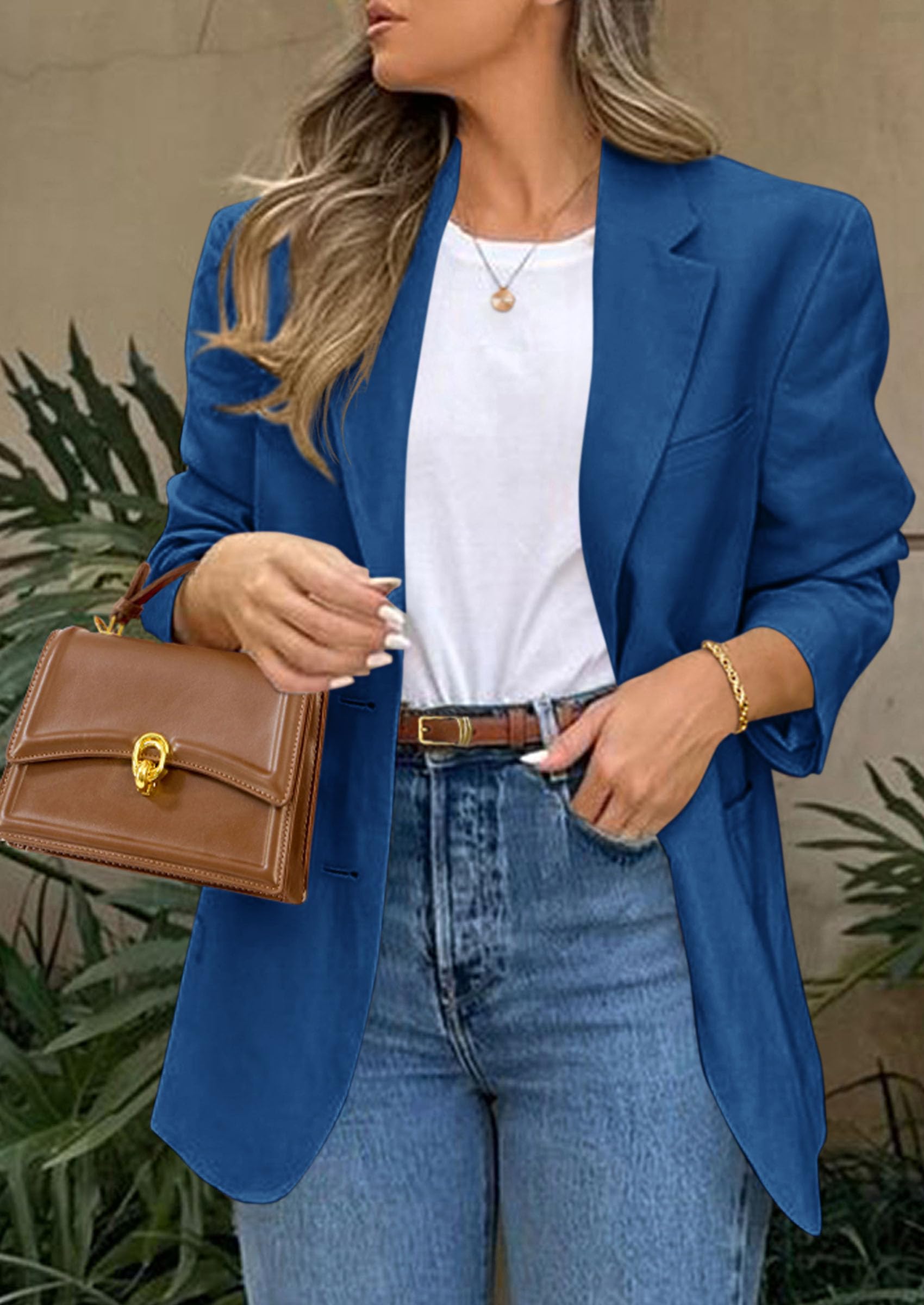 PRETTYGARDEN Blazers for Women Business Casual Long Sleeve Lapel Open Front Suit Jacket Work Blazer with Pockets