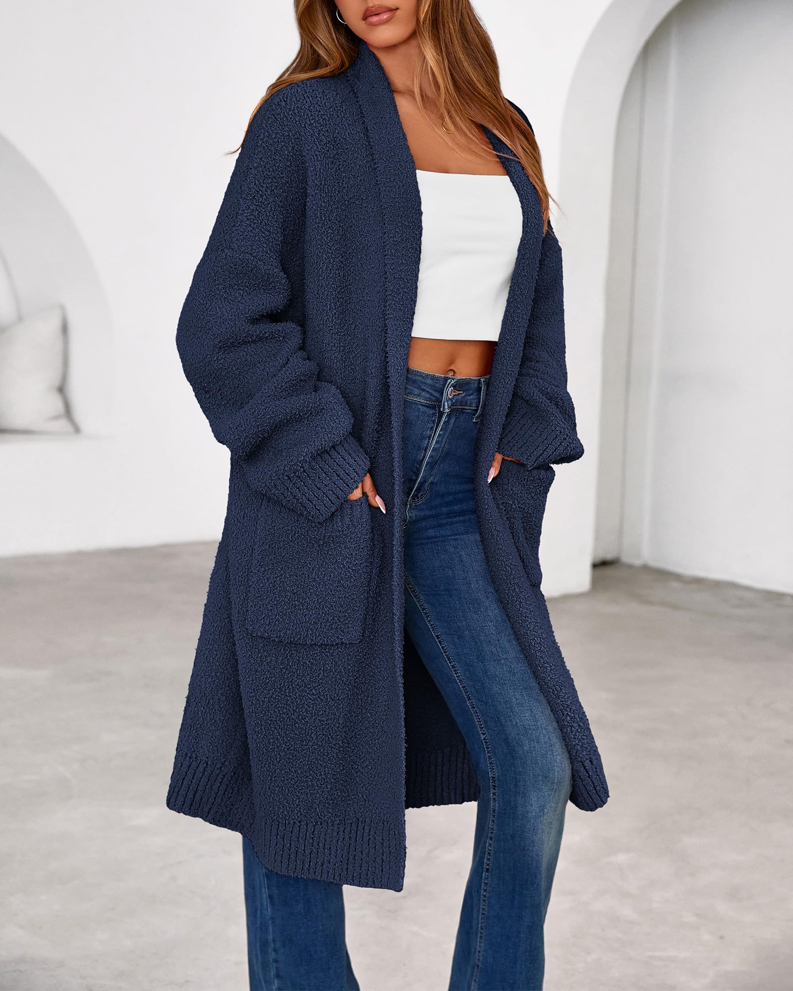 FreshPretty Long Cardigans for Women Trendy Fall Open Front Long Sleeve Oversized Sweaters Casual Knit Winter Coats