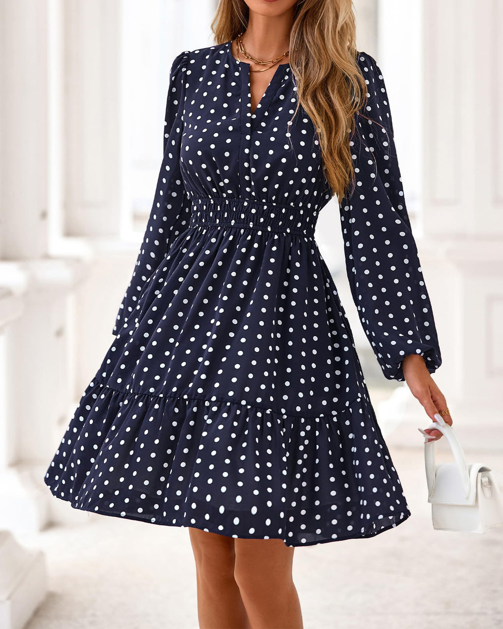 BTFBM Spring Dresses for Women Mini Long Sleeve Elastic Waist Summer Vacation Outfits Floral Wedding Guest Dress
