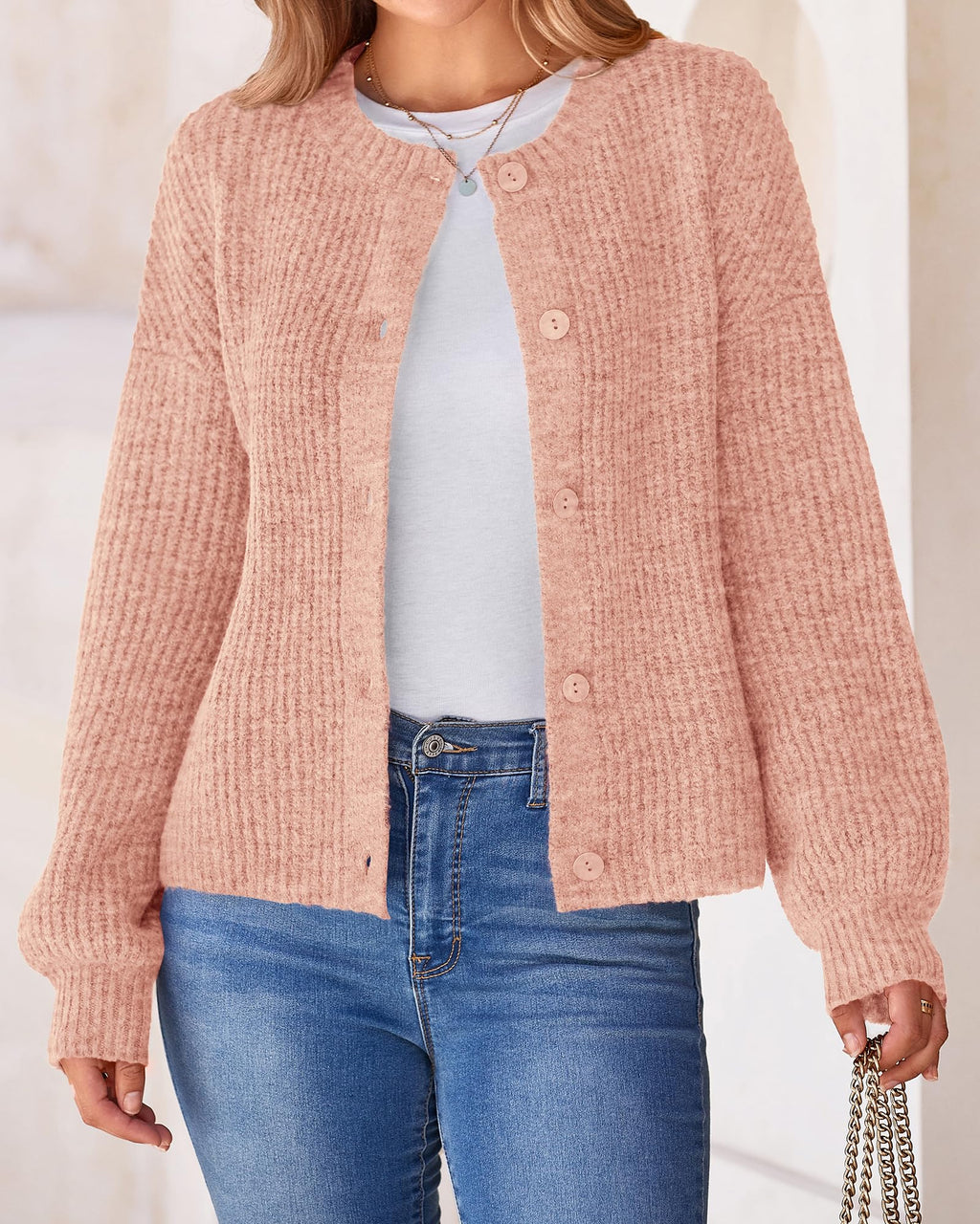 BTFBM Cardigan Sweaters for Women Fall Long Sleeve Button Down Soft Loose Chunky Knit Outwear Cropped Winter Coats
