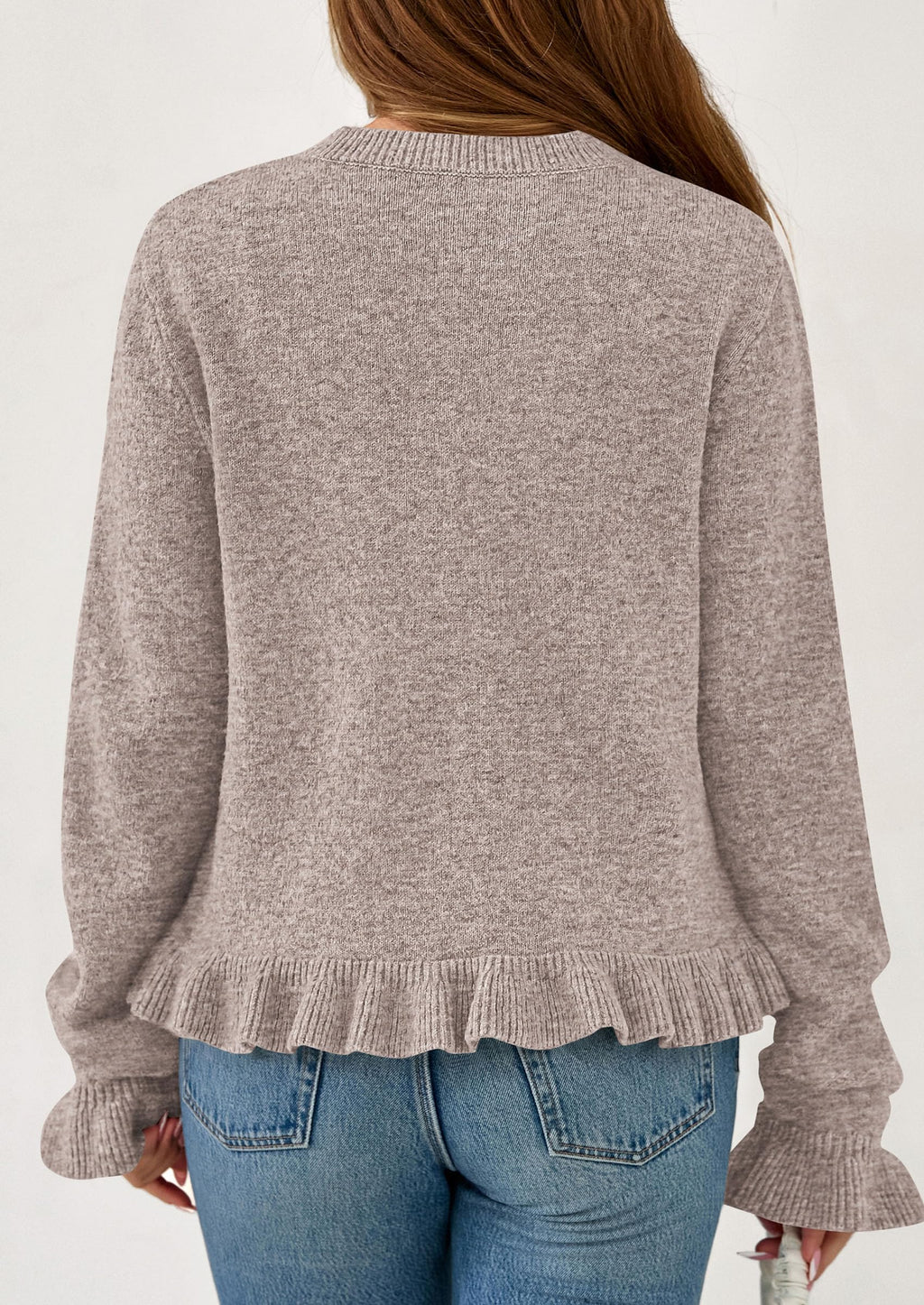 PRETTYGARDEN Womens Fall Button Down Cardigans Chunky Knit Ruffle Open Front Cropped Cardigan Sweaters Soft Long Sleeve Tops