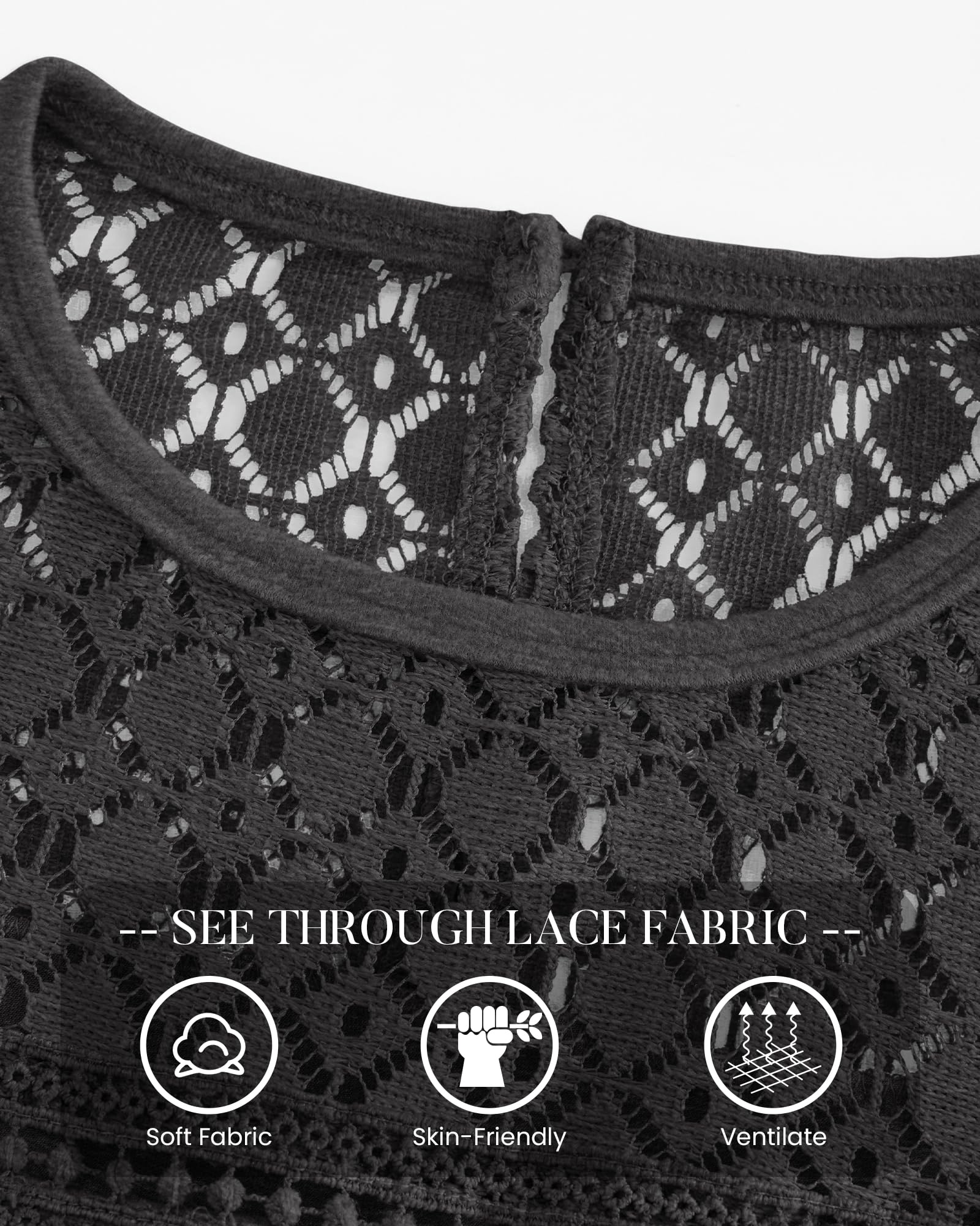 FreshPretty Lace Long Sleeve Shirts Womens Tops Dressy Casual Knit Boho Lightweight Blouses Winter Clothing Fall Fashion