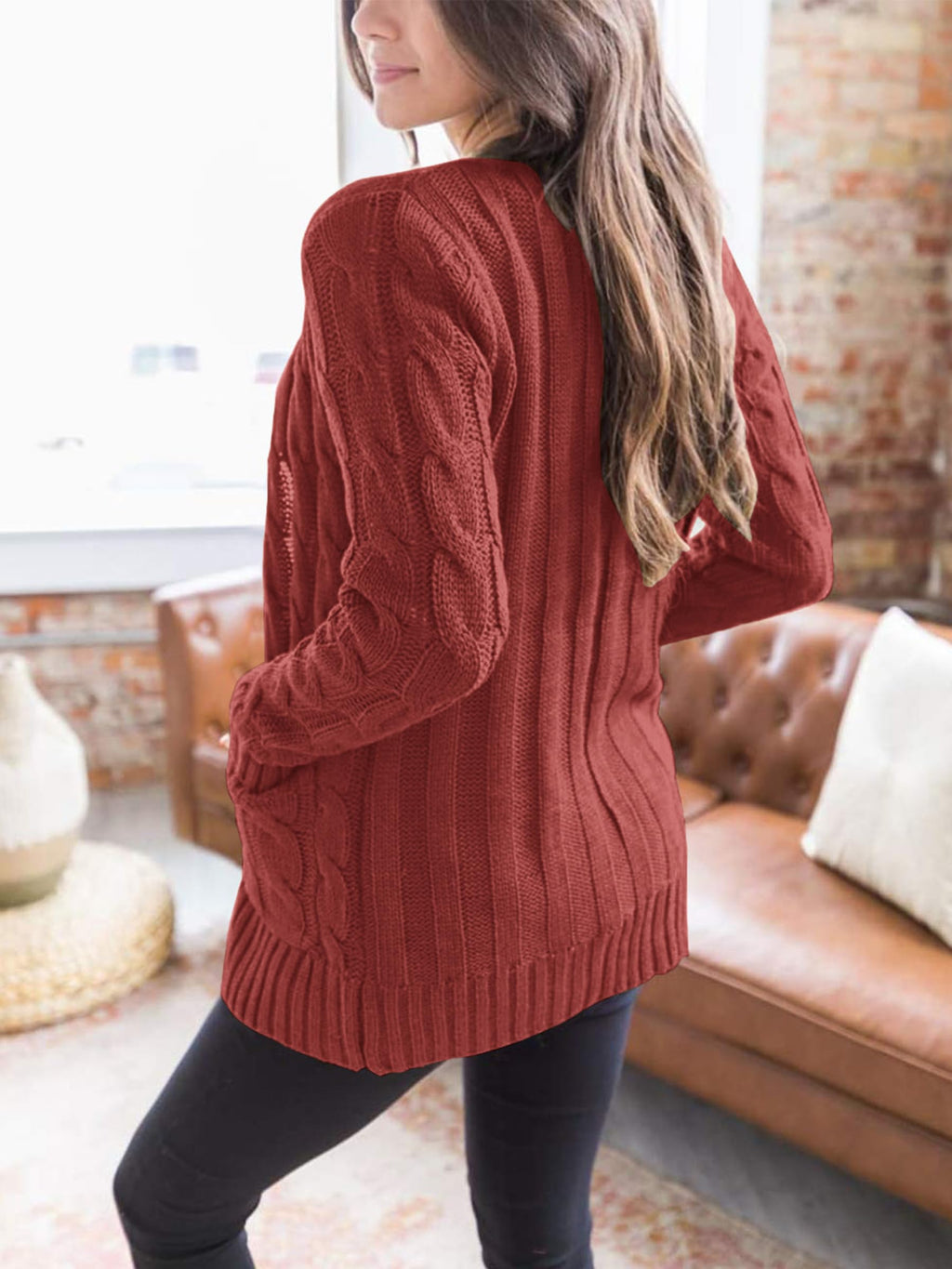 PRETTYGARDEN Women's Open Front Cardigan Sweaters Fall Fashion Button Down Cable Knit Chunky Winter Clothing Outerwear Coats