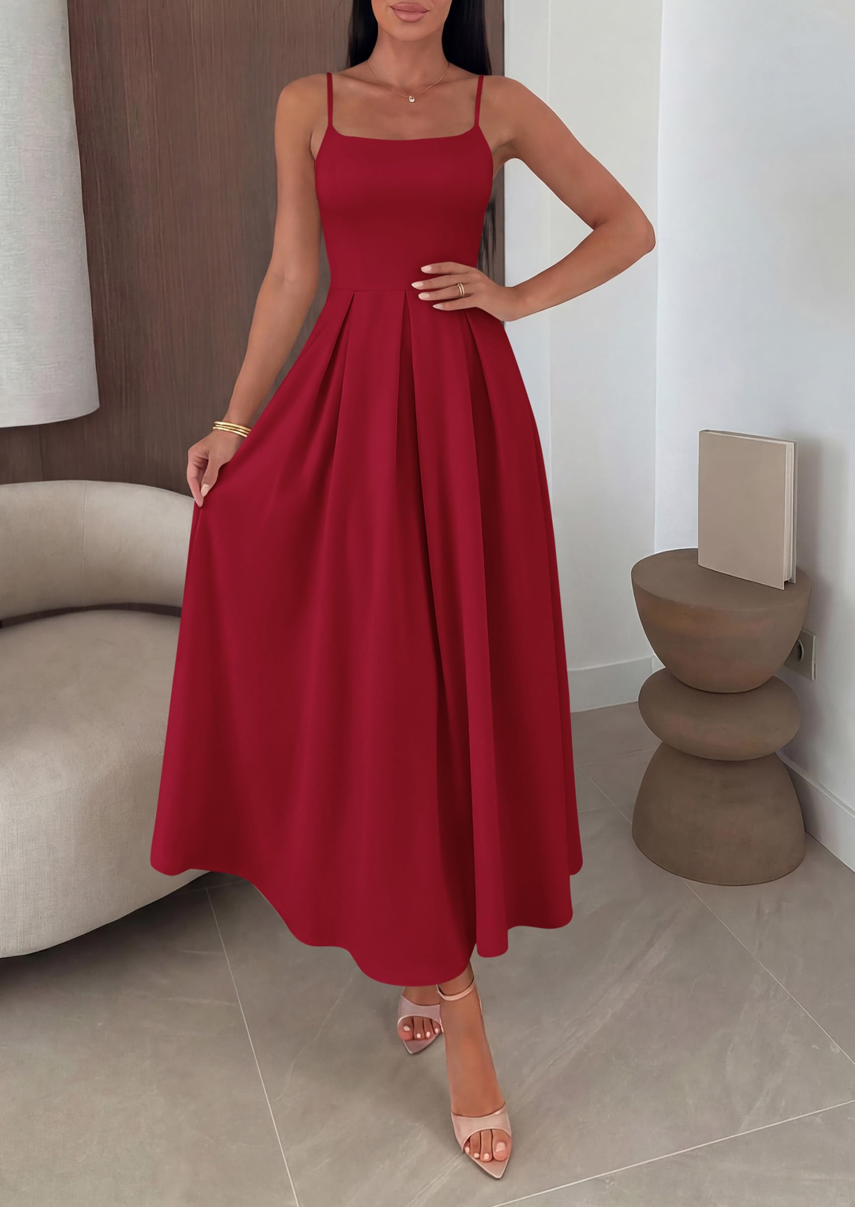 PRETTYGARDEN Cocktail Dresses for Women  Spring Elegant Ruffle A Line Long Flowy Summer Formal Wedding Guest Maxi Dress