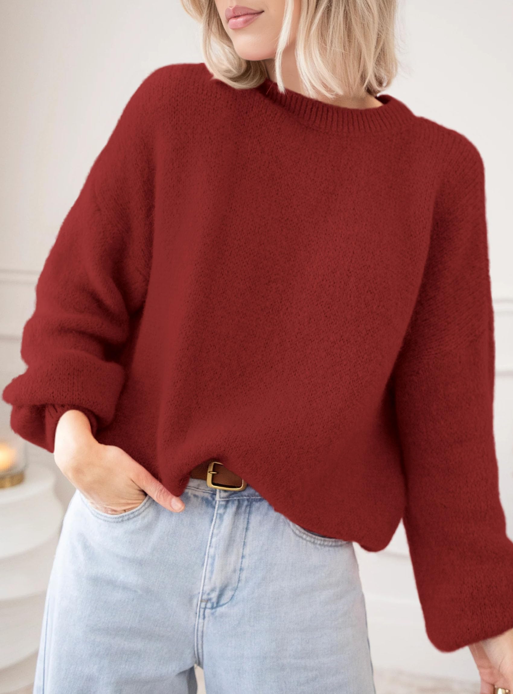 PRETTYGARDEN Women's Fall Oversized Sweaters Dressy Casual Long Sleeve Chunky Knit Winter Pullover Tops 2026 Holiday Outfits