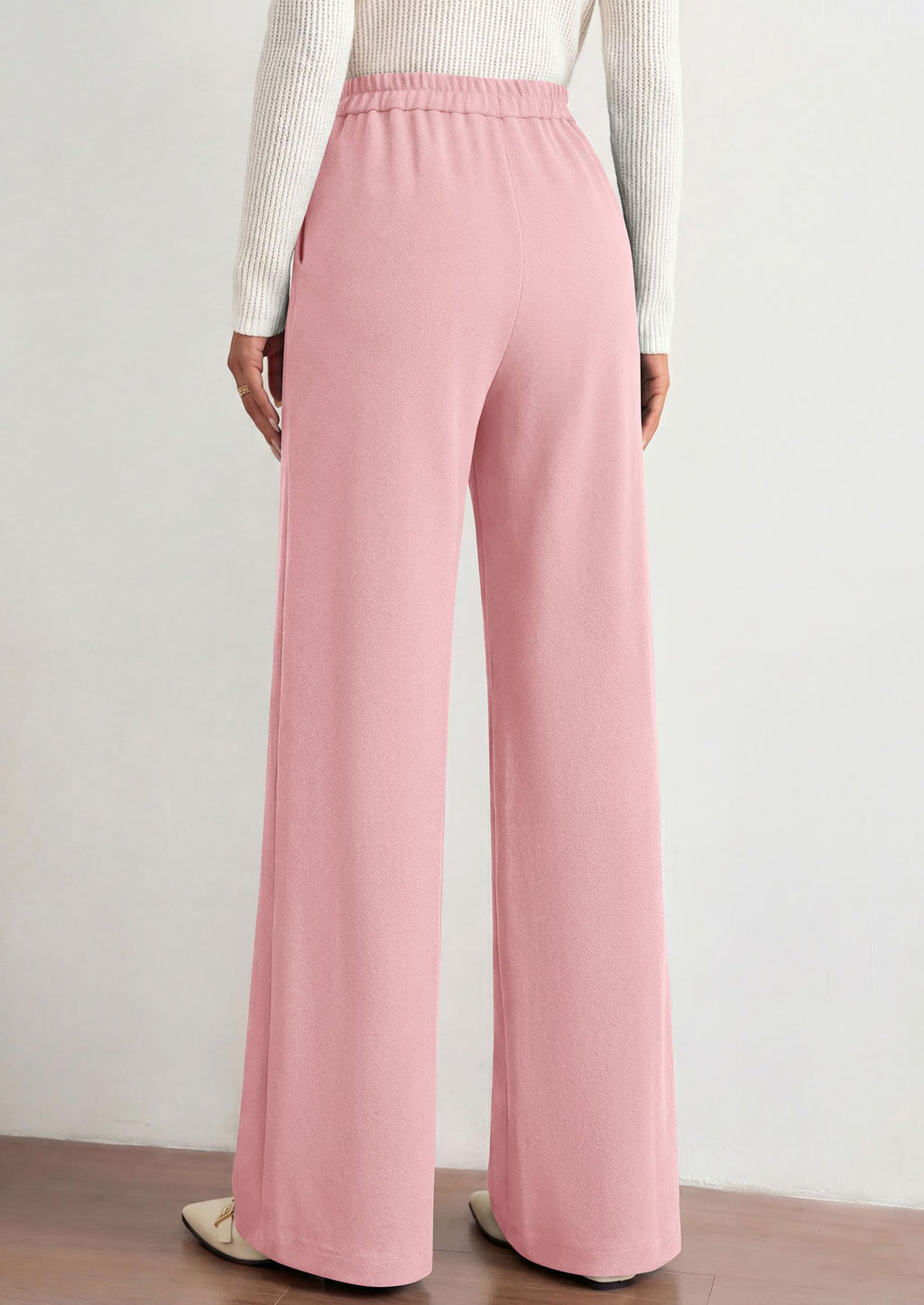 PRETTYGARDEN Women's Dressy Casual Wide Leg Palazzo Pants | V Notch High Waist, Soft Stretchy Knit Flowy Long Lounge Trousers, Casual Daily Office Work Outfits, 2026 Fall Clothes