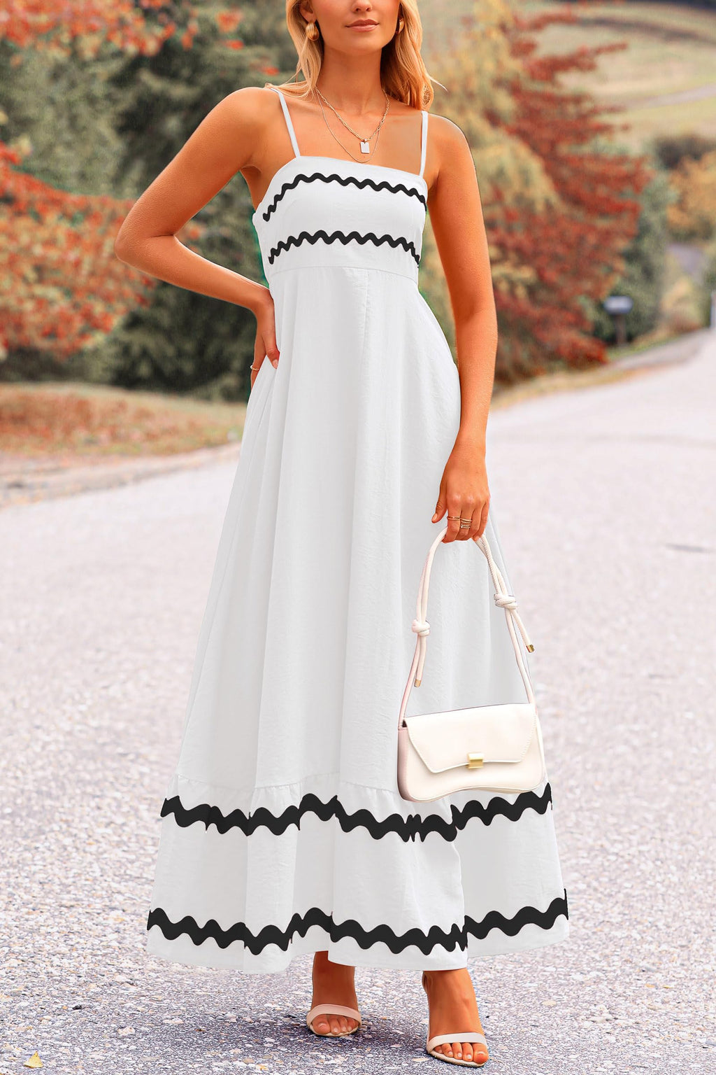 PRETTYGARDEN Women's Summer Flowy Maxi Dress Casual Sleeveless Spaghetti Strap Ruffle Beach Long Dresses