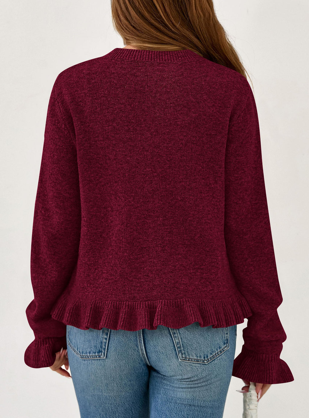 PRETTYGARDEN Womens Fall Button Down Cardigans Chunky Knit Ruffle Open Front Cropped Cardigan Sweaters Soft Long Sleeve Tops